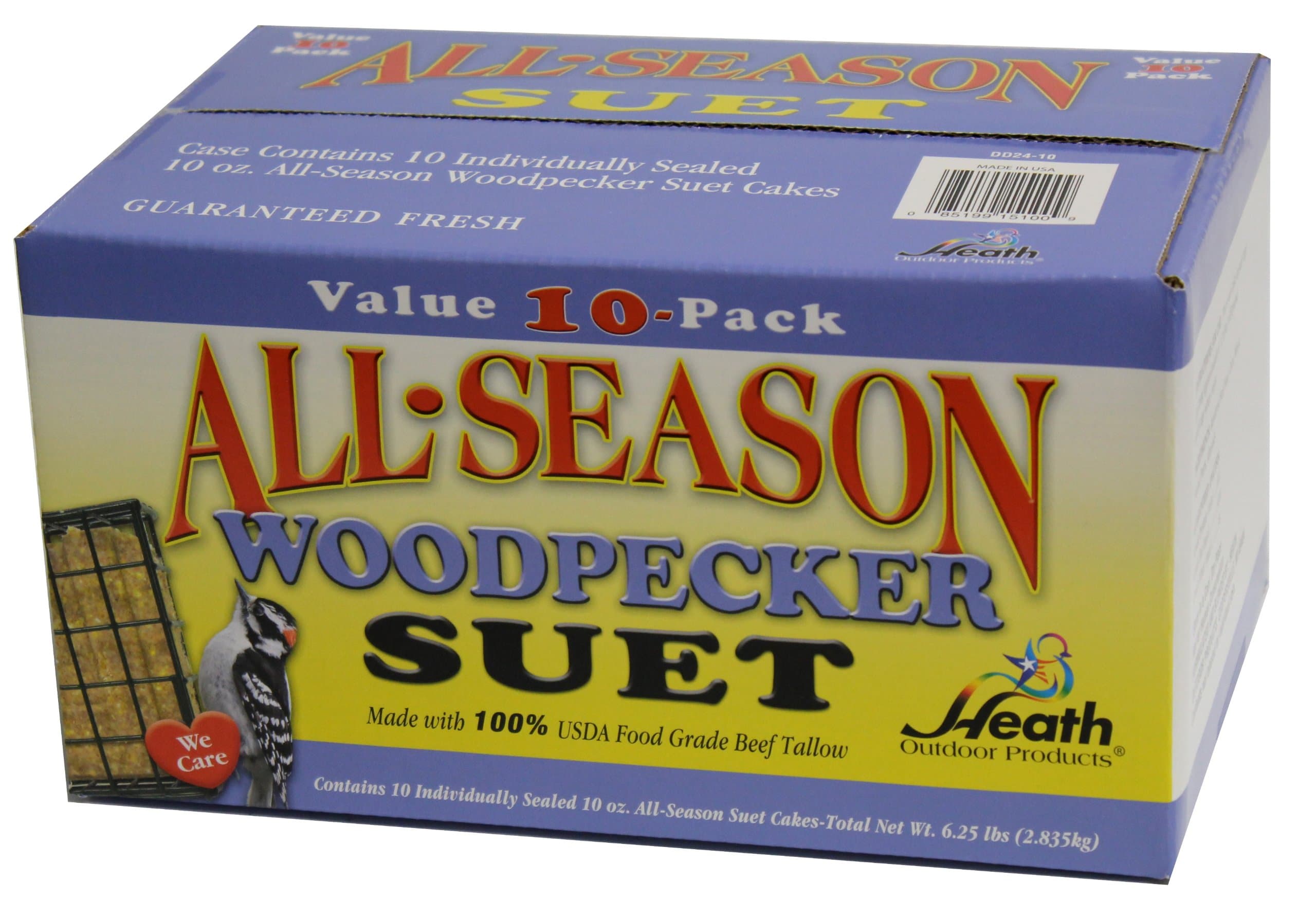 Heath Outdoor Products DD24-10 Woodpecker Suet Cake, 10 Pack