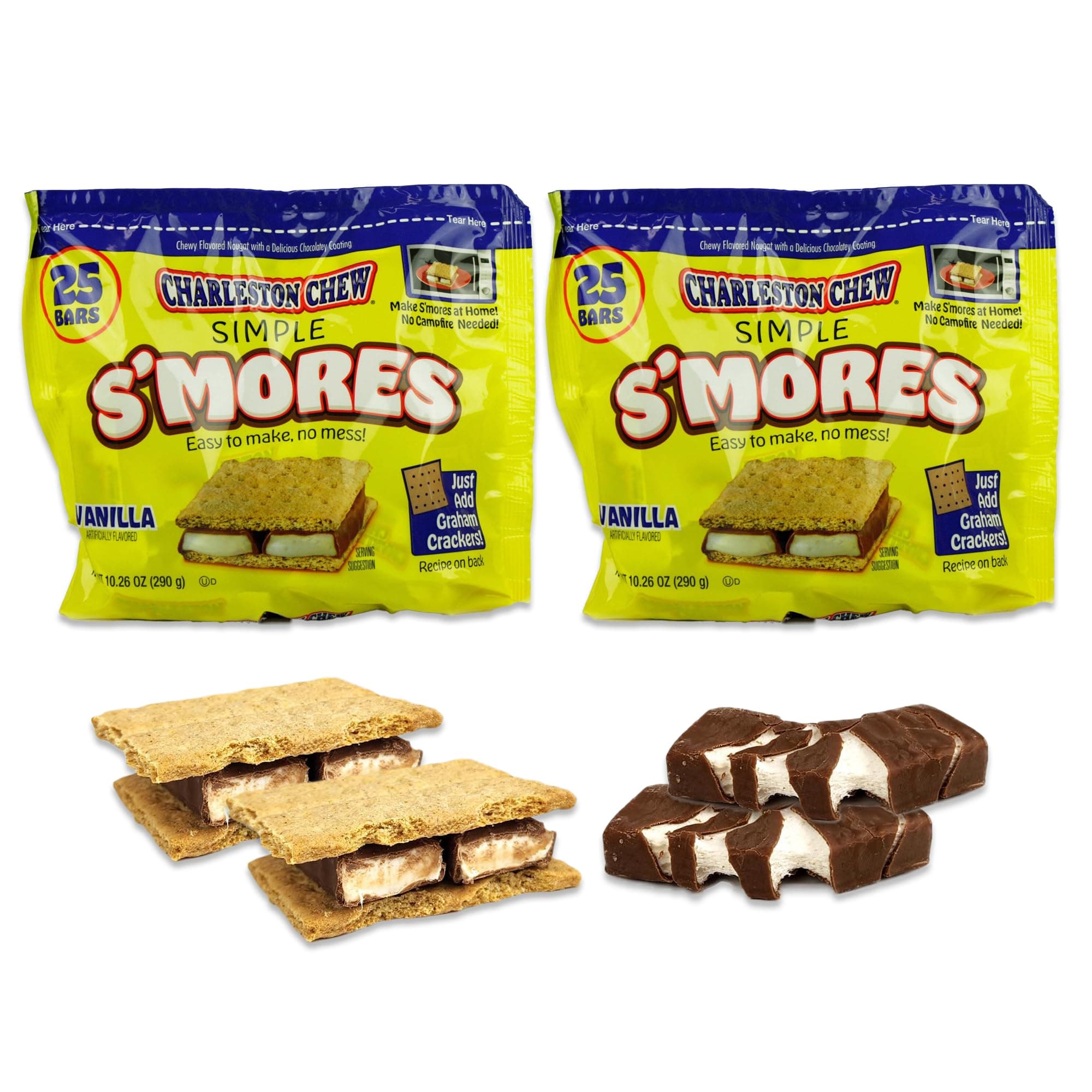 Charleston Chews Candy Smores Candy 2 Pack, S'mores Kit, Charleston Chew, Charleston Chews Candy Bulk, Individual Smores Kit, Charlston Chew Candy, Smore Candy