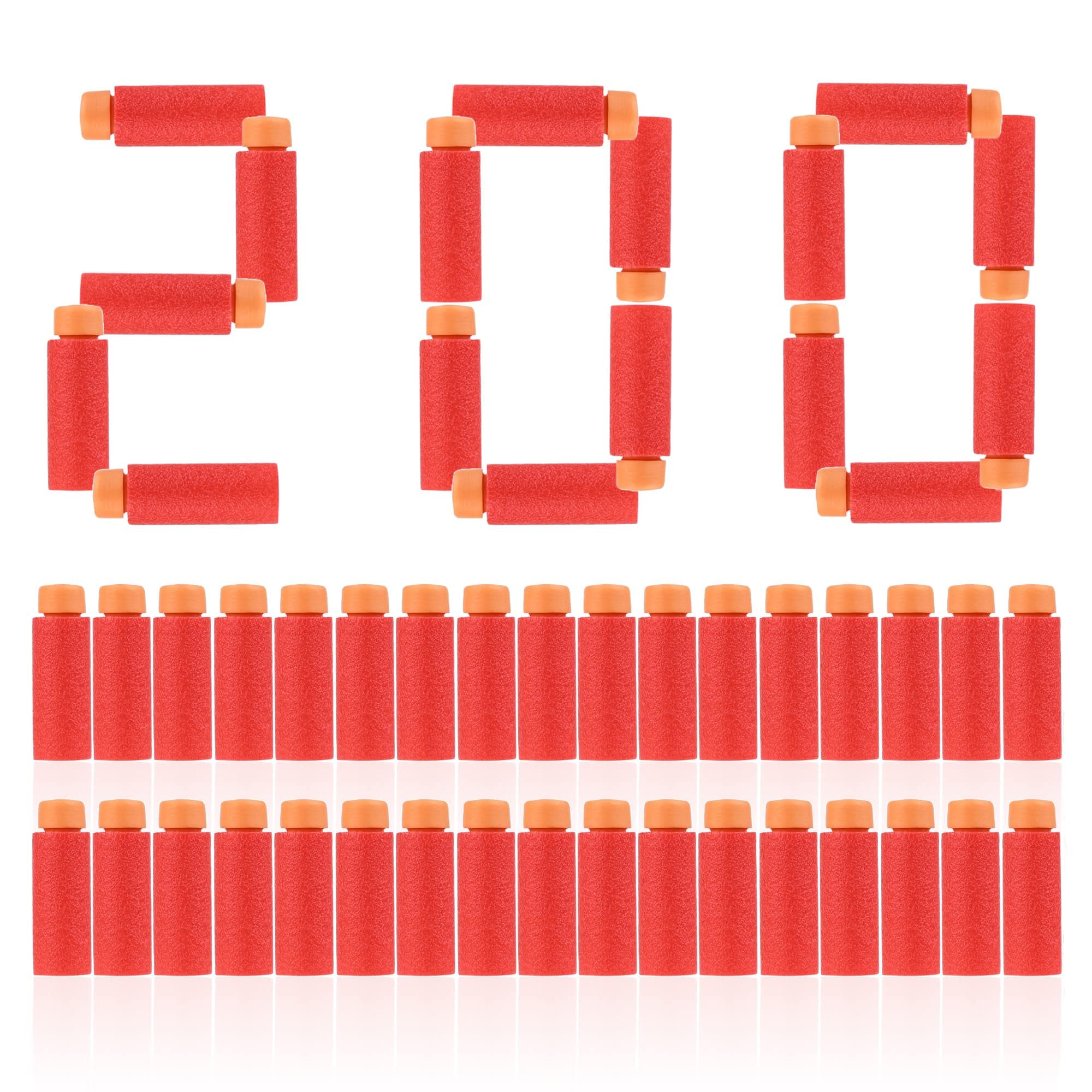 JGCWorker 200pcs 2nd Generation High-End of Half-Lenth Soft Dart, Soft Short Dart for Adventure Force Nexus Pro and Worker Swift (Red Orange)