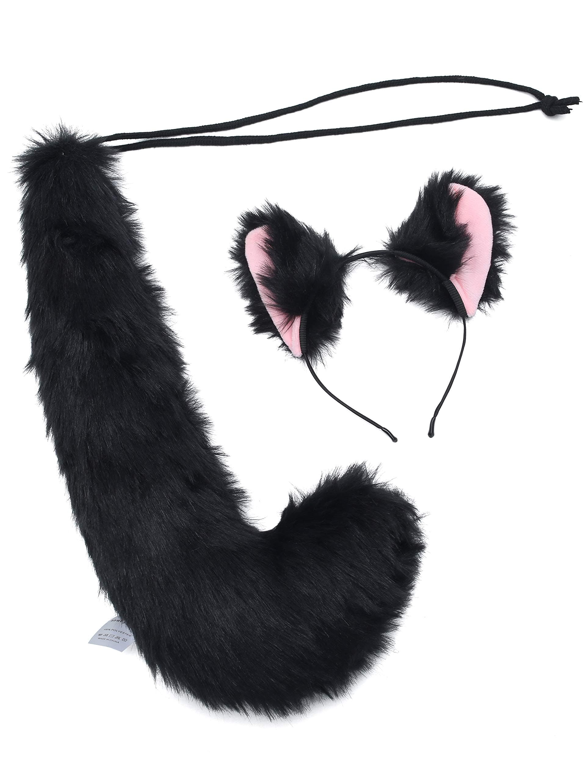 Soul Young Faux Fur Cat Ears Furry Wolf Fox Long Tail Costume Halloween Party Animal Cosplay Set