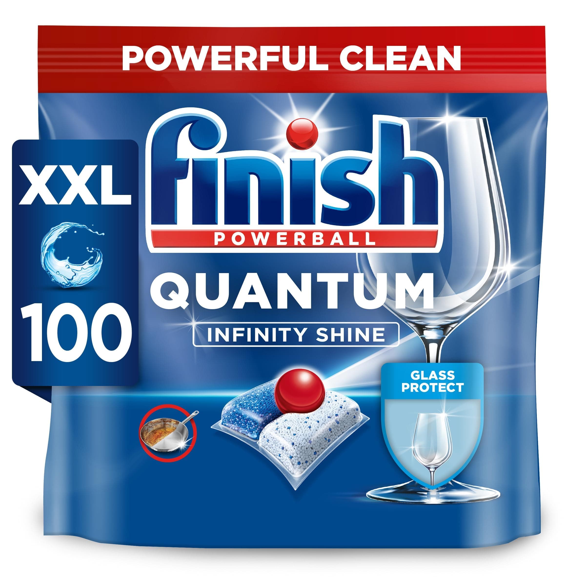 Dishwasher Tablet, Quantum Infinity Shine, 100 Tablets, Original Fresh Scent, Powerful Clean & Shine Detergent Tabs, Tough on Grease Stains