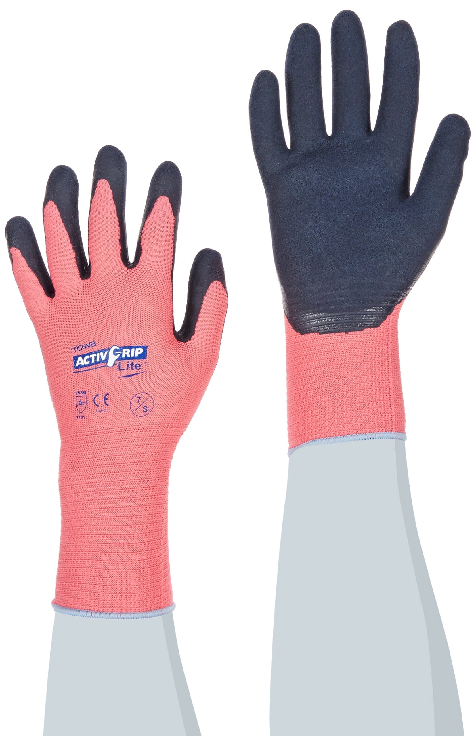 55-AG315/S 13-Gauge Lite Latex Dipped Chemical Resistant Gloves with Micro Finish Grip, Black/Pink, Small, 1-Dozen