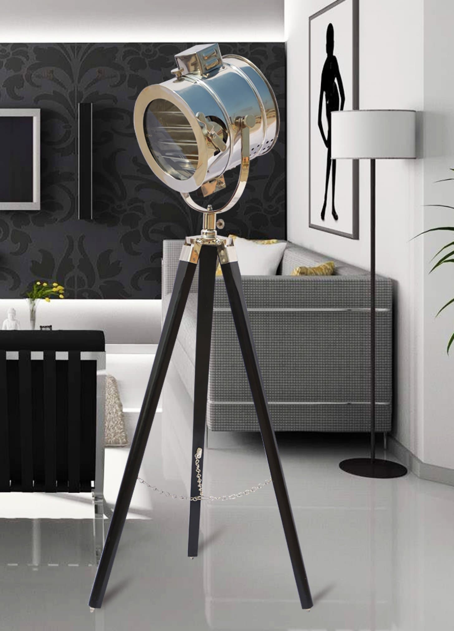 The Brighter Side Metal Tripod Lamp (Black)