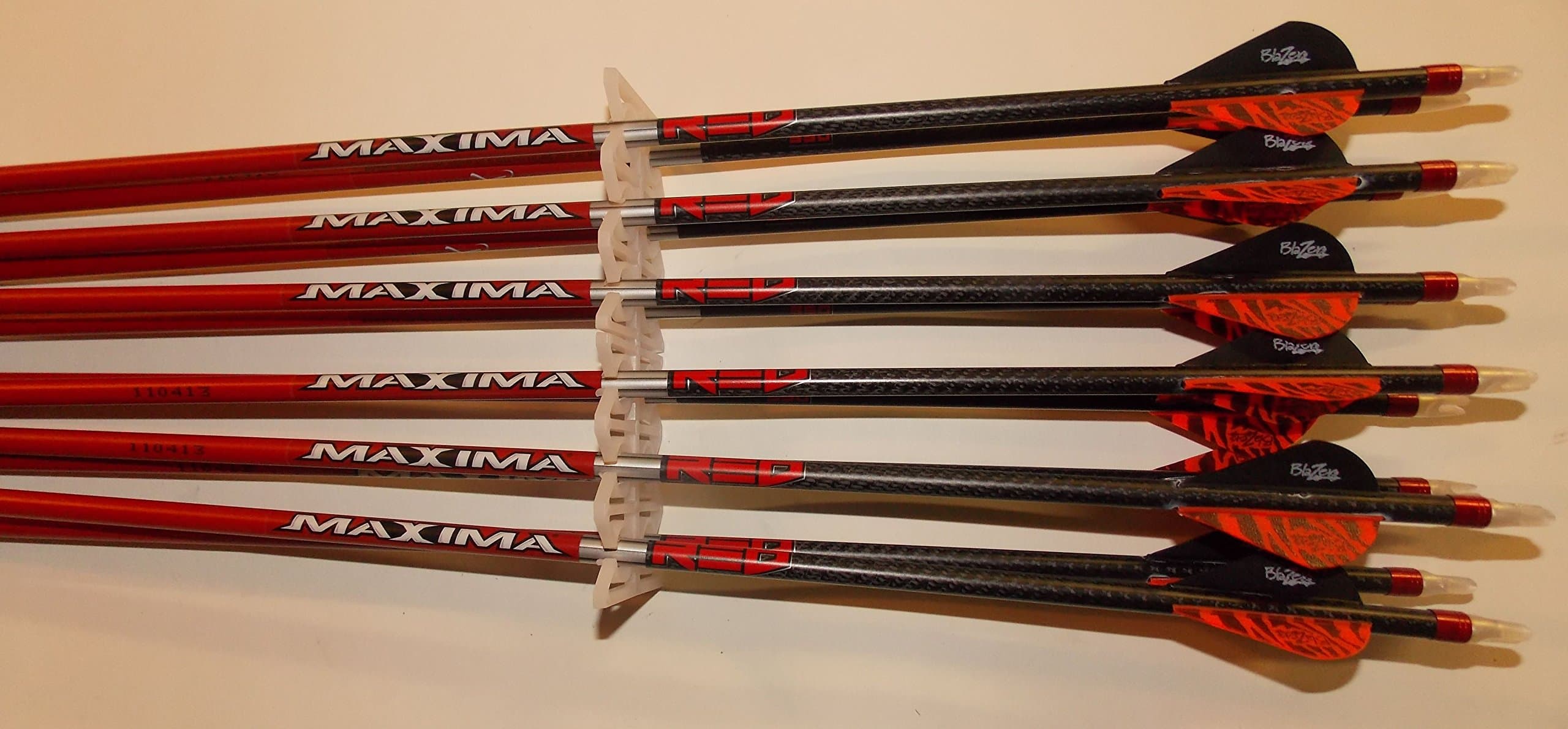 Carbon Express Maxima Red 350 Carbon Arrows w/Blazer Vanes Wraps 1 Dz.