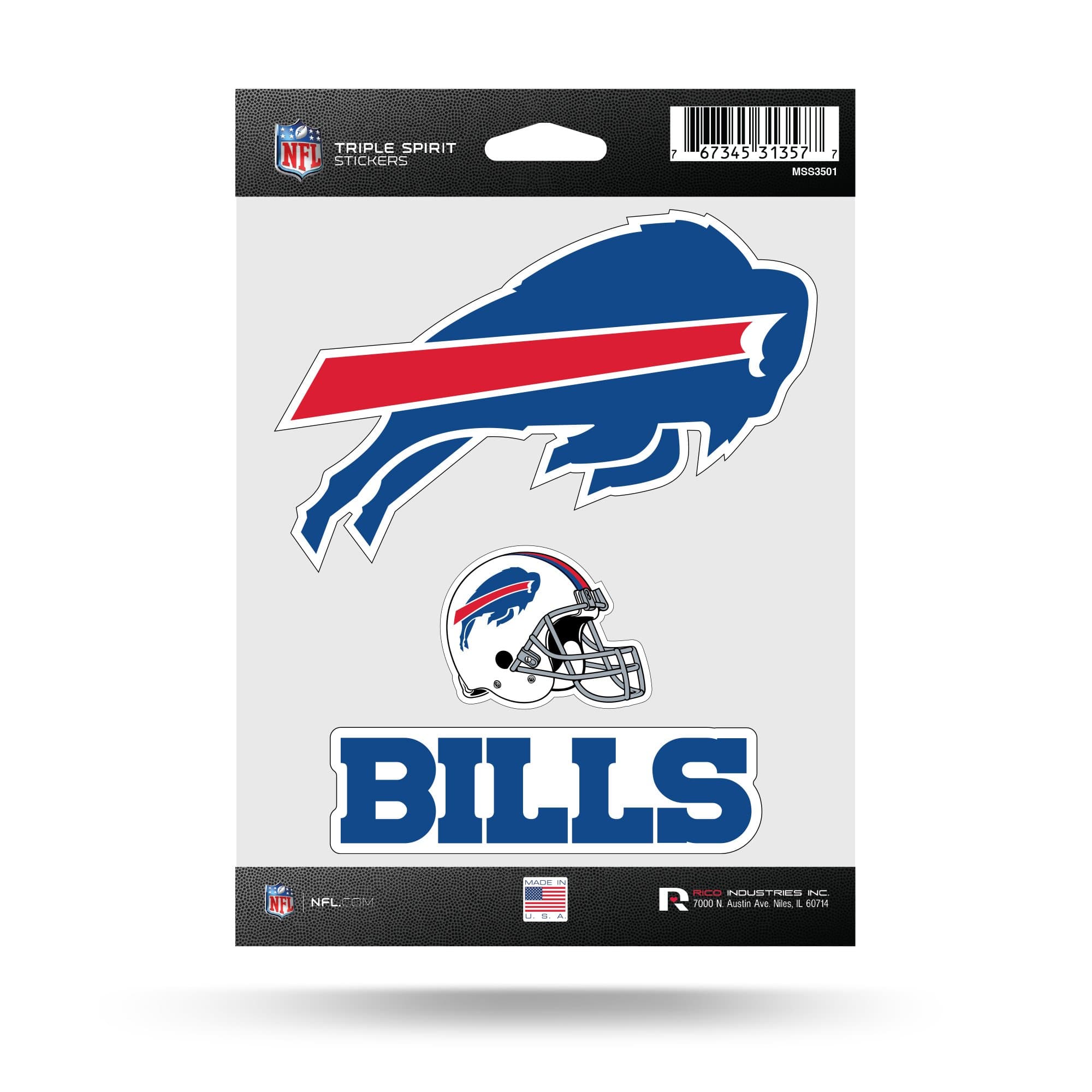 Rico Industries NFL unisex Die Cut 3-Piece Triple Spirit Sticker Sheet