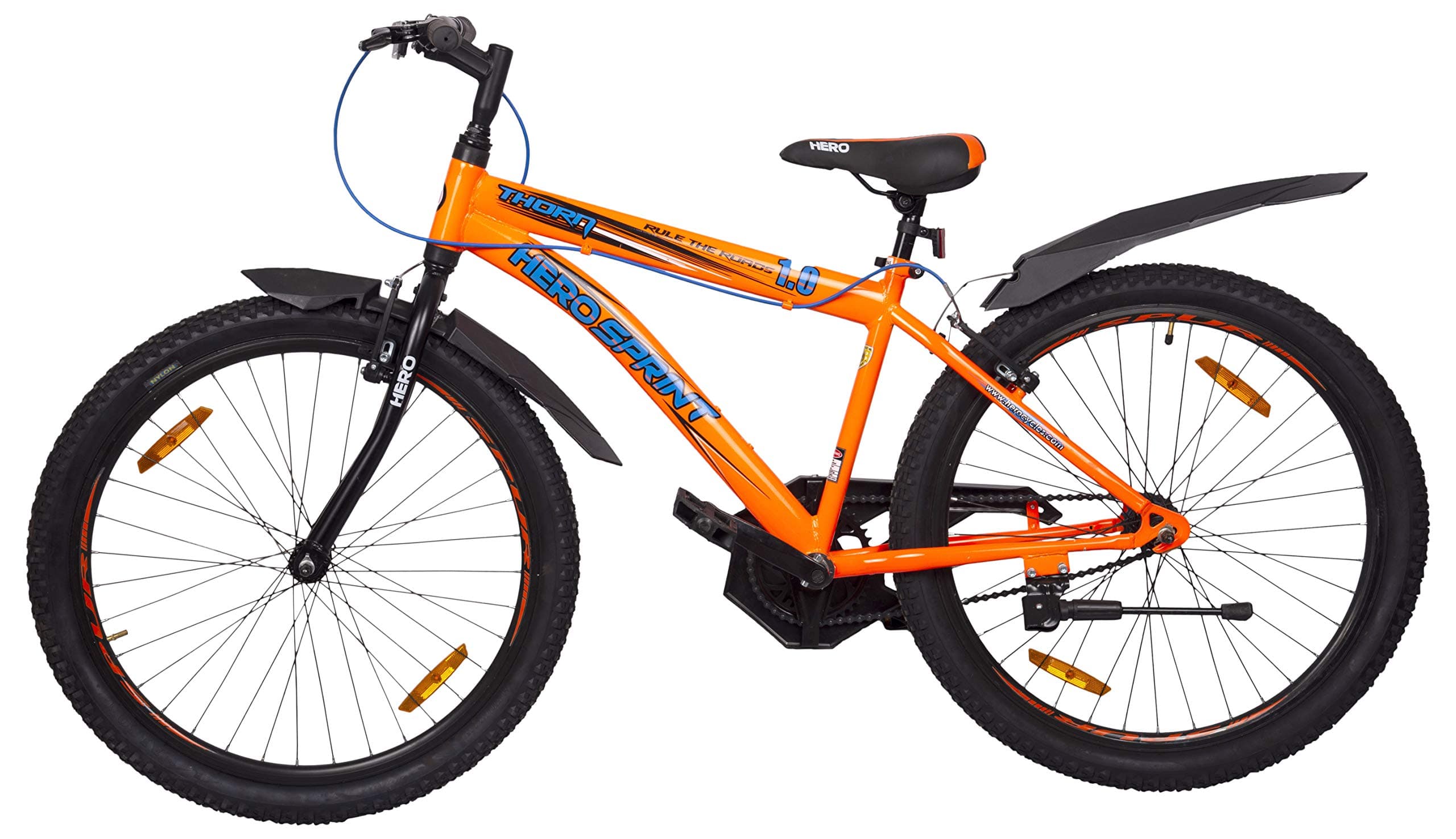 Hero Sprint Thorn 26T Single Speed Mountain Bike - Lightweight And Durable Off-Road Bicycle With Rigid Fork For Teens And Adults (Ages 12 And Above), Orange