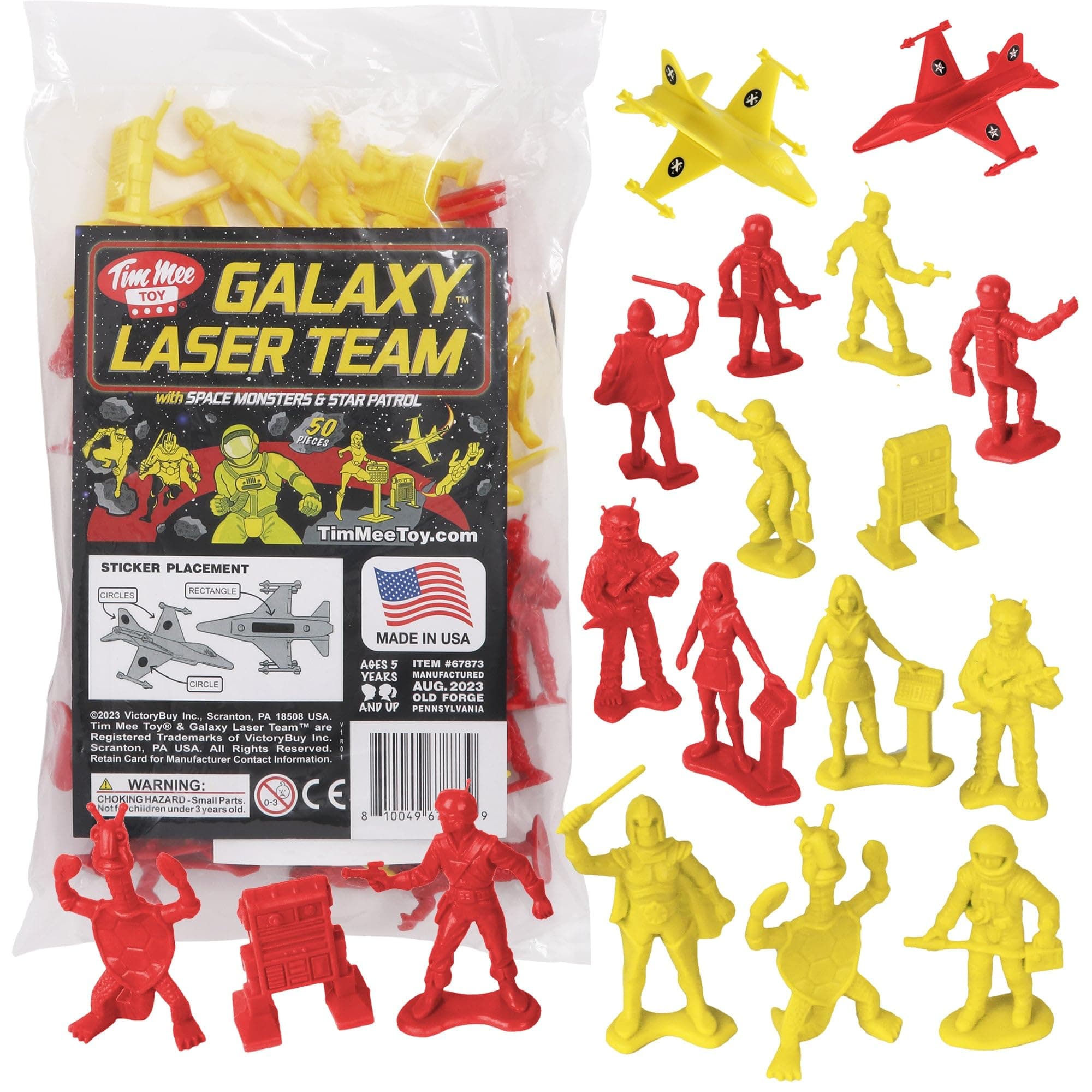 TimMee Galaxy Laser Team Space Figures - Red vs Yellow 50pc Set - Made in USA