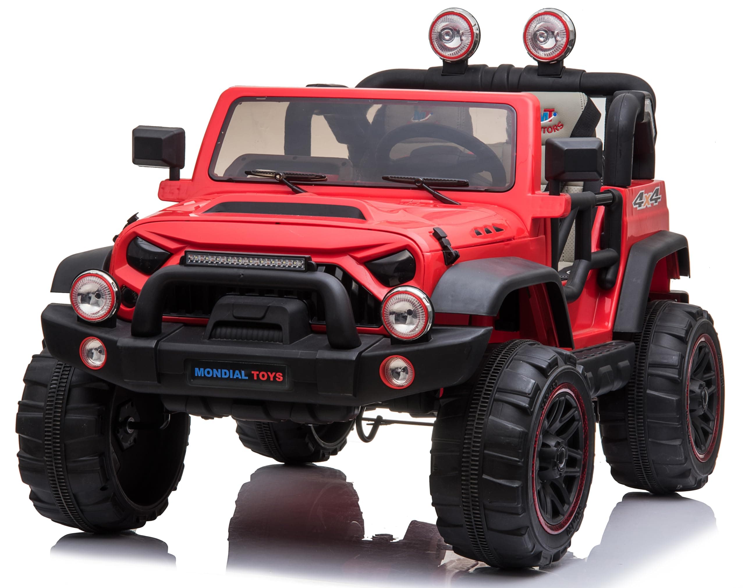 Mondial Toys Electric Car 12 V for Children 2 Seats Maxi Off-Road with Remote Control 2.4G Soft Start Shock Absorbers Full Optional MT-018 Red