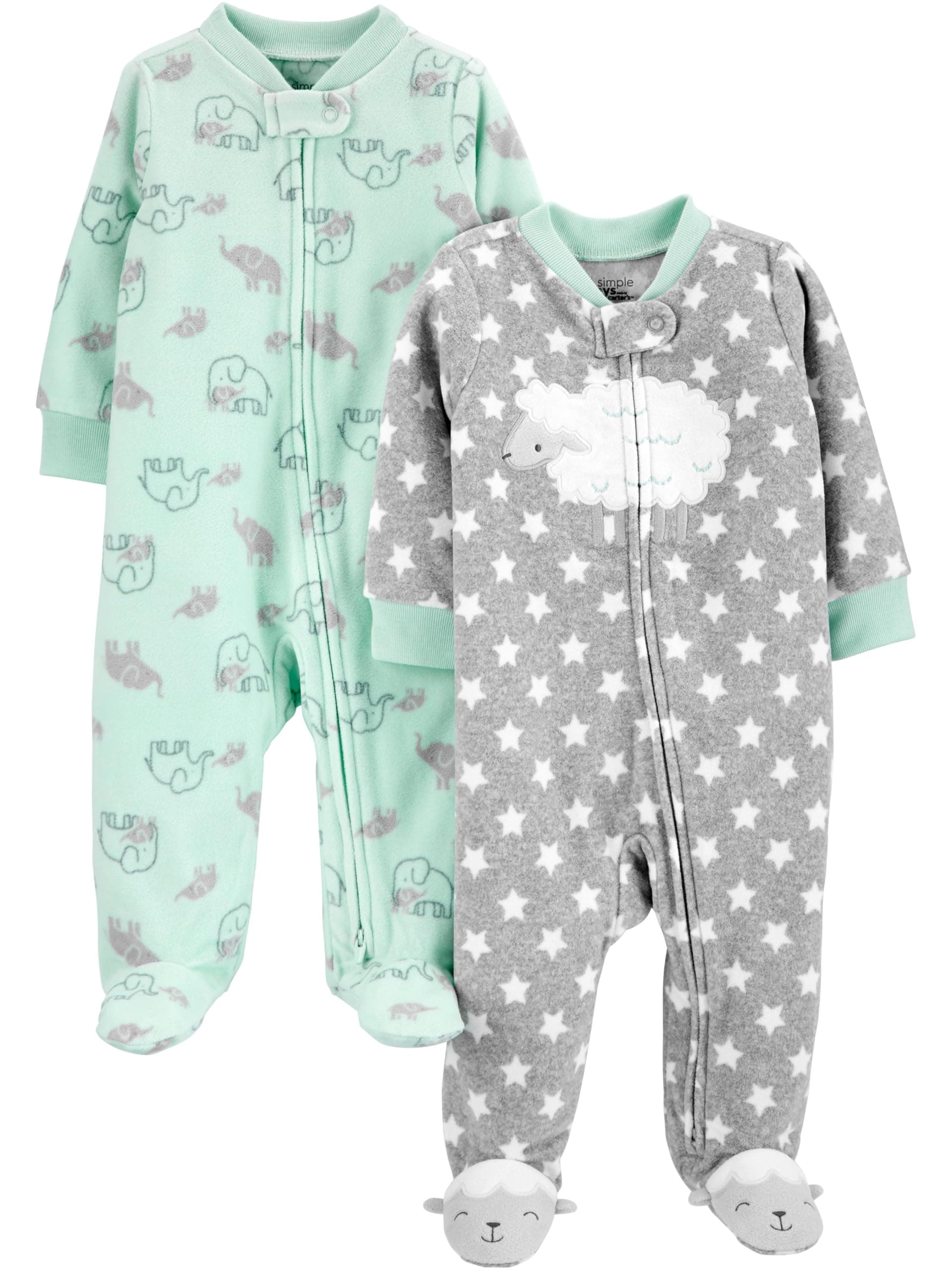 unisex-baby 2-pack Neutral Fleece Footed Sleep and Play