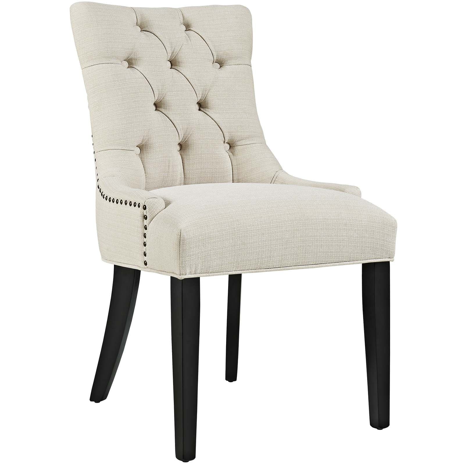 Modway Regent Modern Elegant Button-Tufted Upholstered Fabric Dining Side Chair with Nailhead Trim in Beige