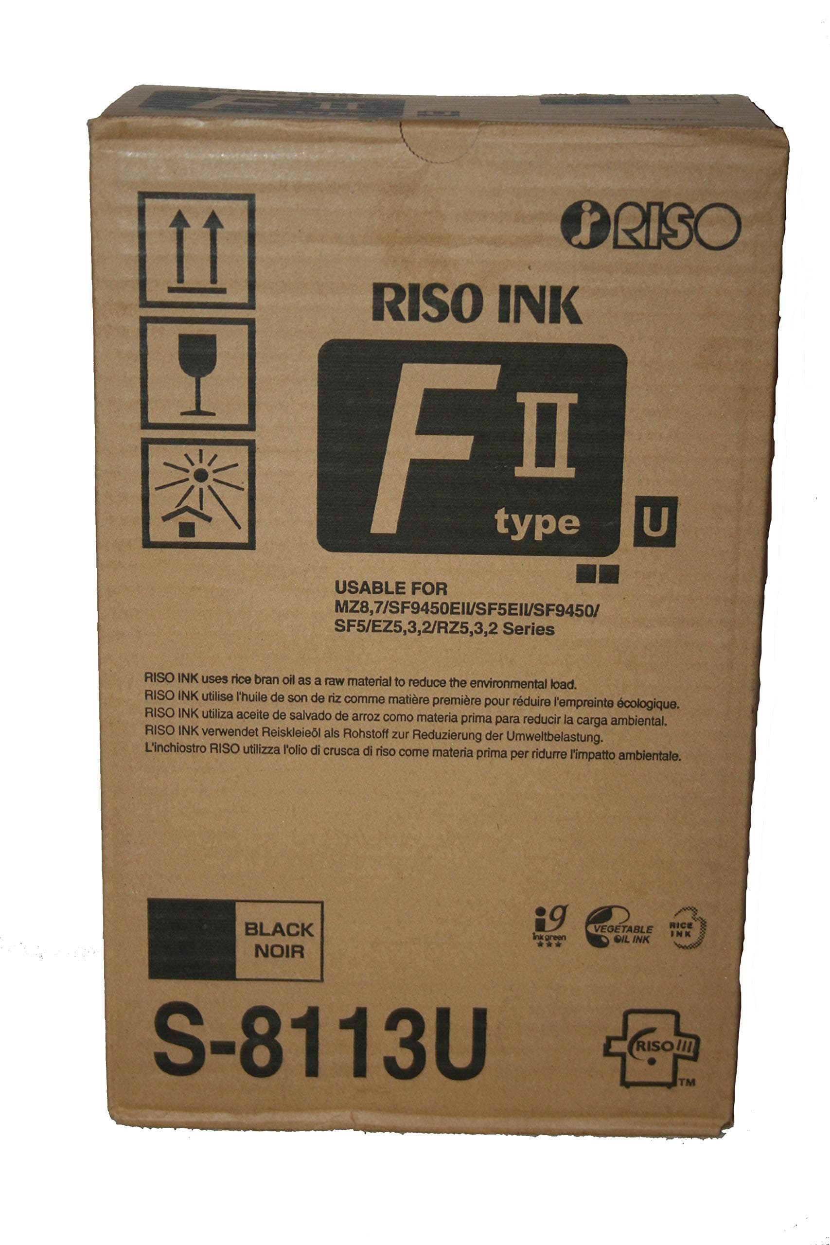 8113 Black F II Type Duplicator Ink Box of 2 Risograph S8113U