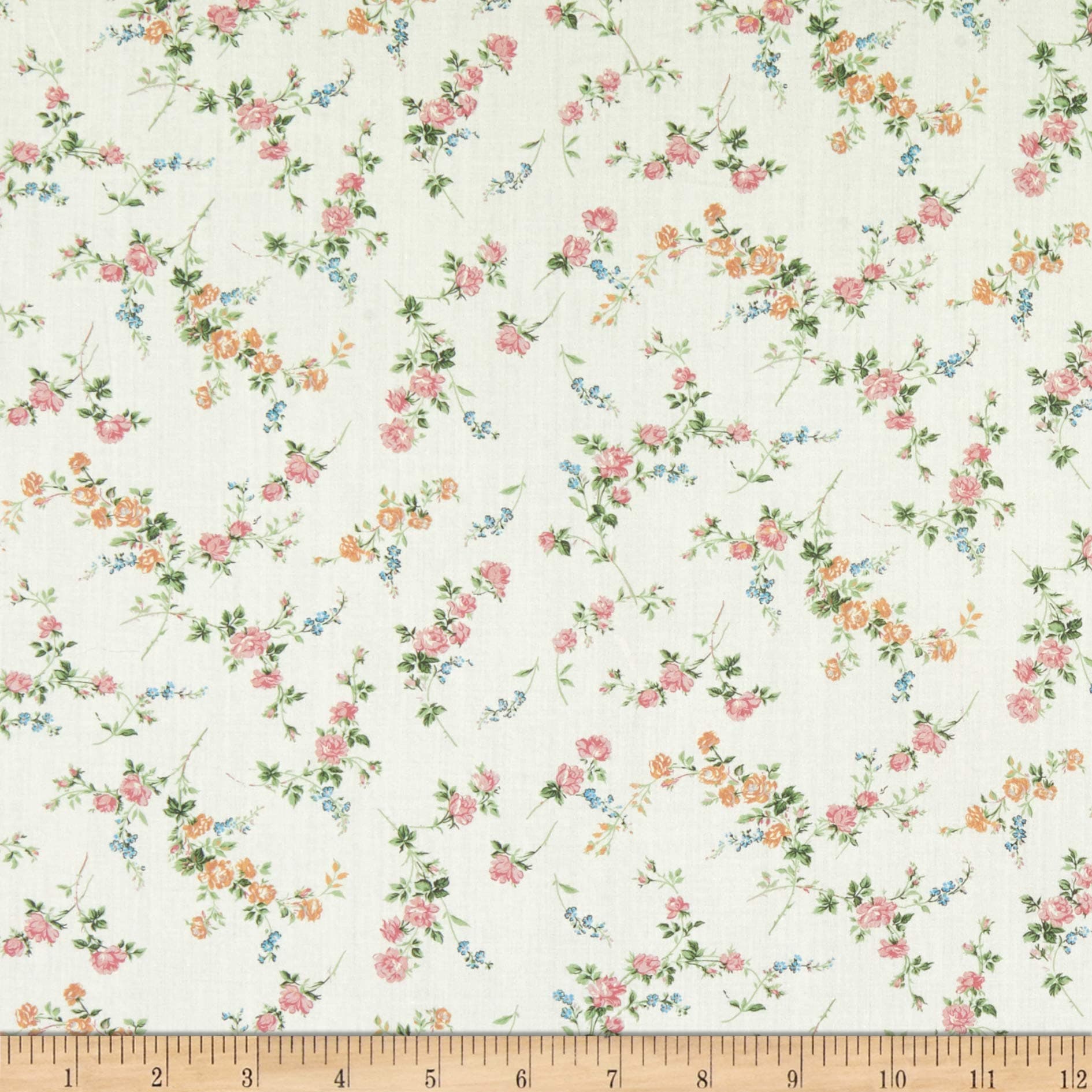 Liberty Fabrics Tana Lawn Elizabeth Pink/White, Fabric by the Yard