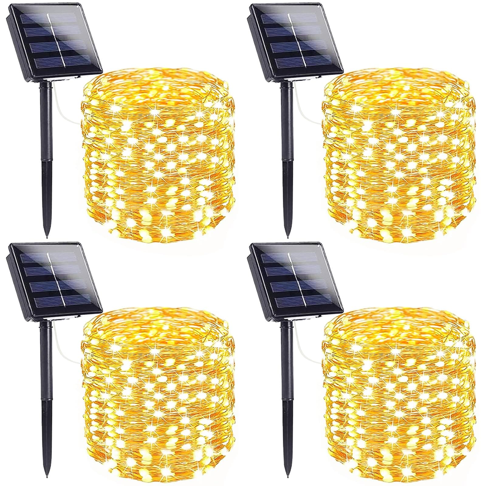 4-Pack Solar String Lights for Outside, Total 400LED Solar Fairy Lights Waterproof, Outdoor Twinkle Lights Copper Wire 8 Modes Solar Outdoor Lights for Xmas Tree Garden Party Wedding Decor(Warm White)