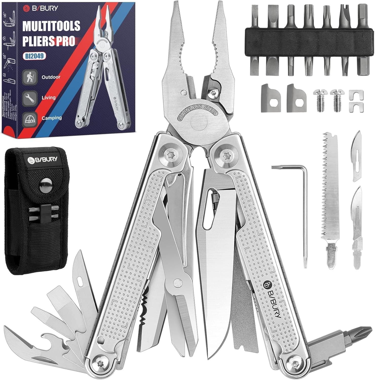 MultiTools Permiers Pro Bi2049 Multi Tool Pliers with a Large Saw Blade Wire Cutters Multi Tools