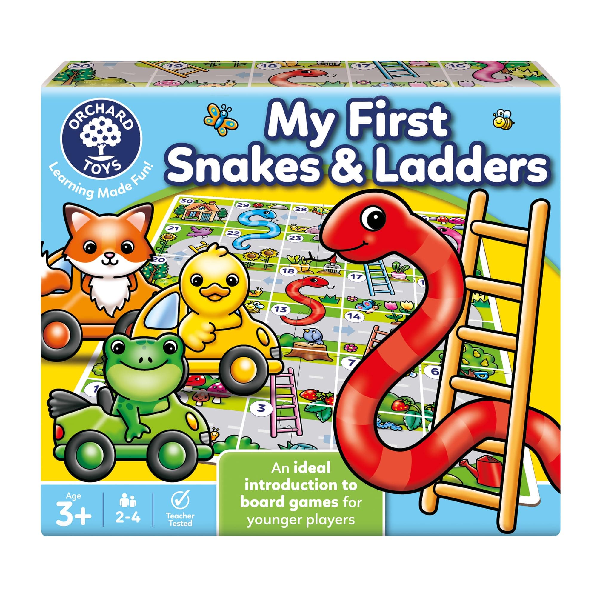 Orchard Toys My First Snakes & Ladders Game for Kids - Large Toddler Games w/Giant Colourful 3D Playing Pieces - Children's and Kids Board Games Age 3-6 Years - For 2-4 Players