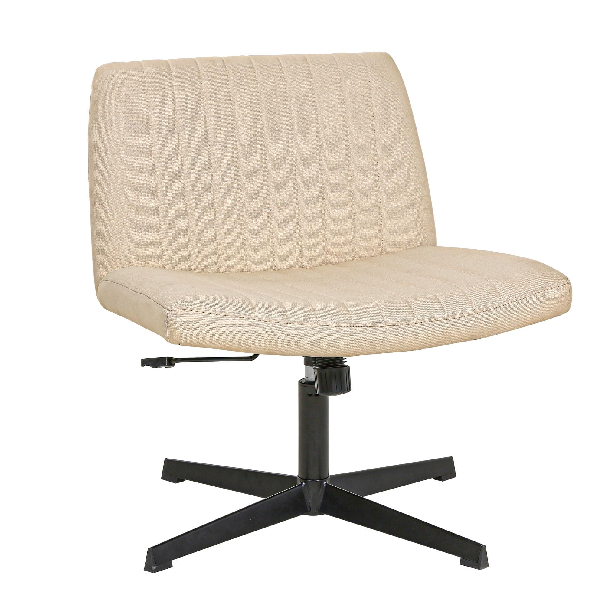 FDW Criss Cross Chair Armless Cross Legged Office Desk Chair Adjustable Swivel Ergonomic Desk Chair No Wheels U Shaped Backrest with Wide Seat Native Sponge Computer Task Vanity Chair for Home Office