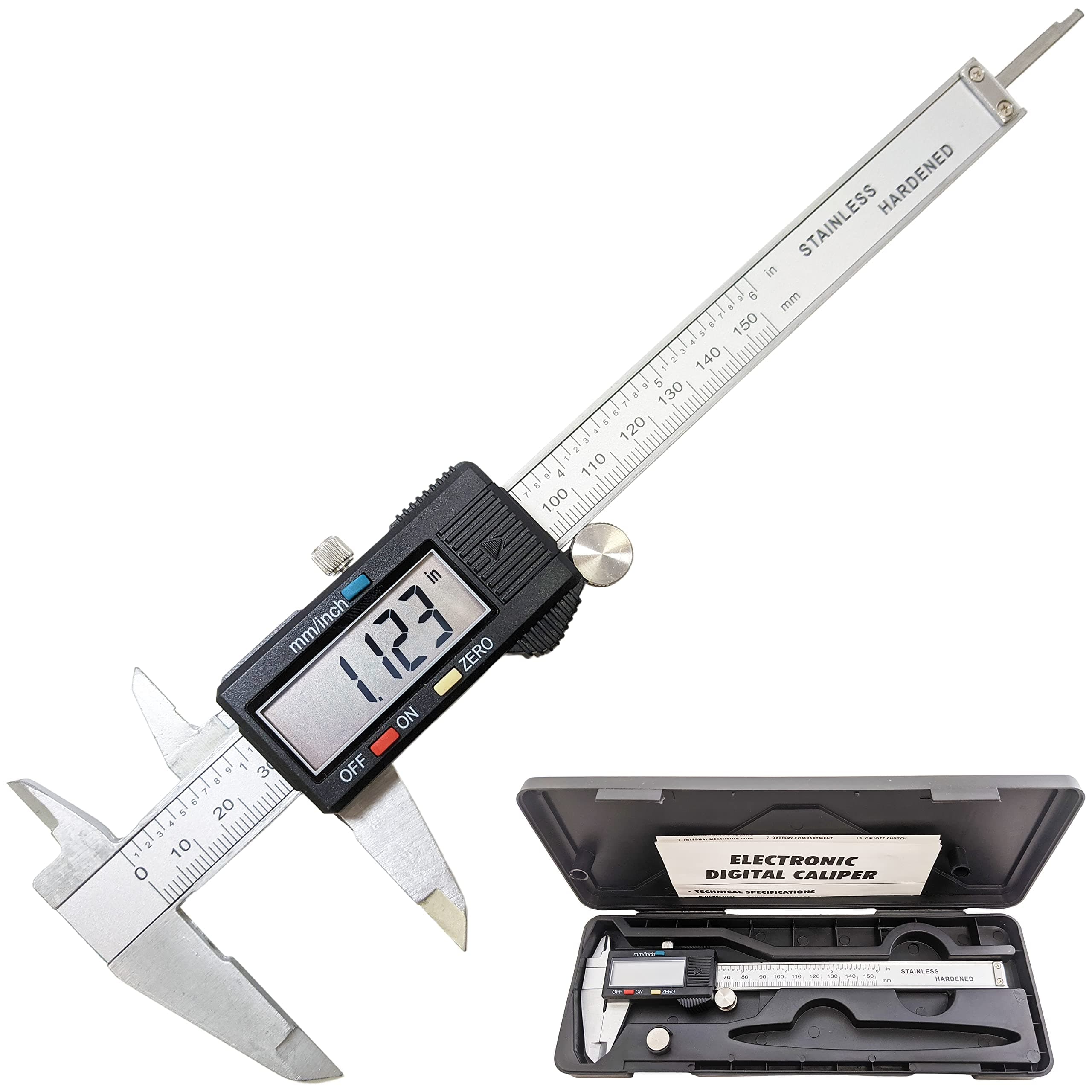 Electronix Express 0604CAL6++ LCD Digital Caliper with Extra Battery and Case, 6"