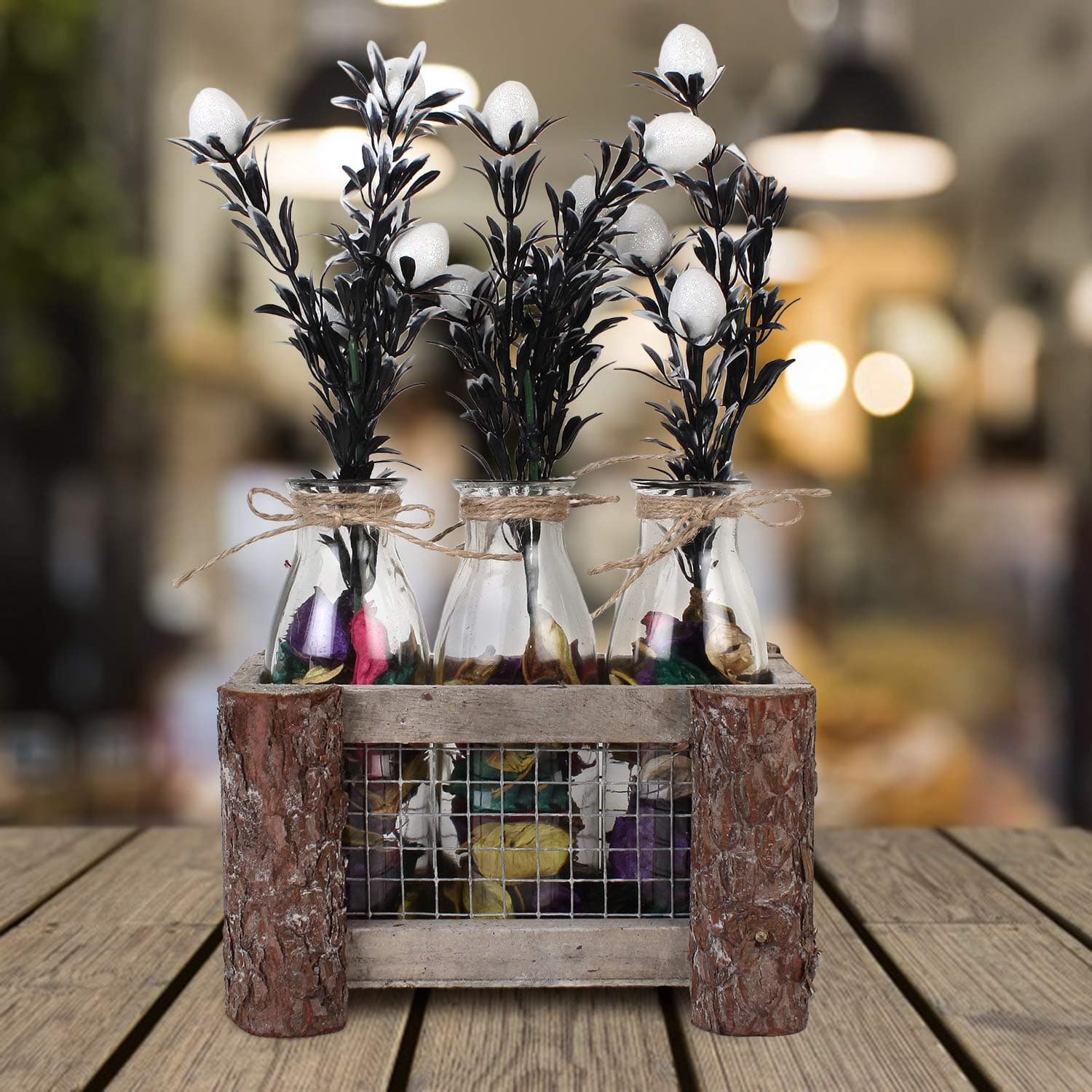 Order Happiness Natural Wood Table Accessories for Living Room Home Decor-2 containers