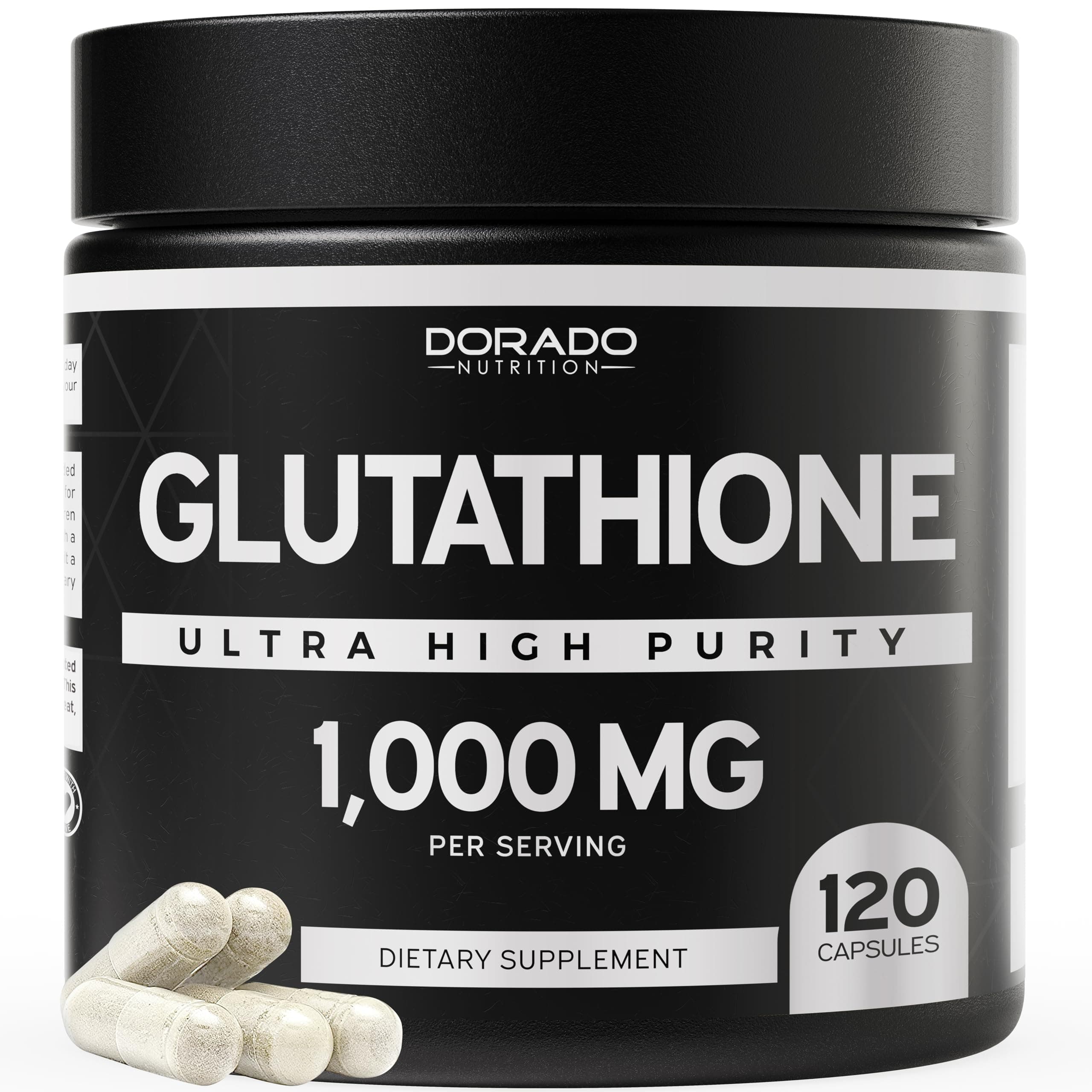 Glutathione Supplement 1000mg (120 Capsules) - Ultra High Strength Capsules - 98%+ Highly Purified and Bioavailable - Reduced Glutathione Supplement - Third Party Tested - USA Made - Non GMO - Vegan