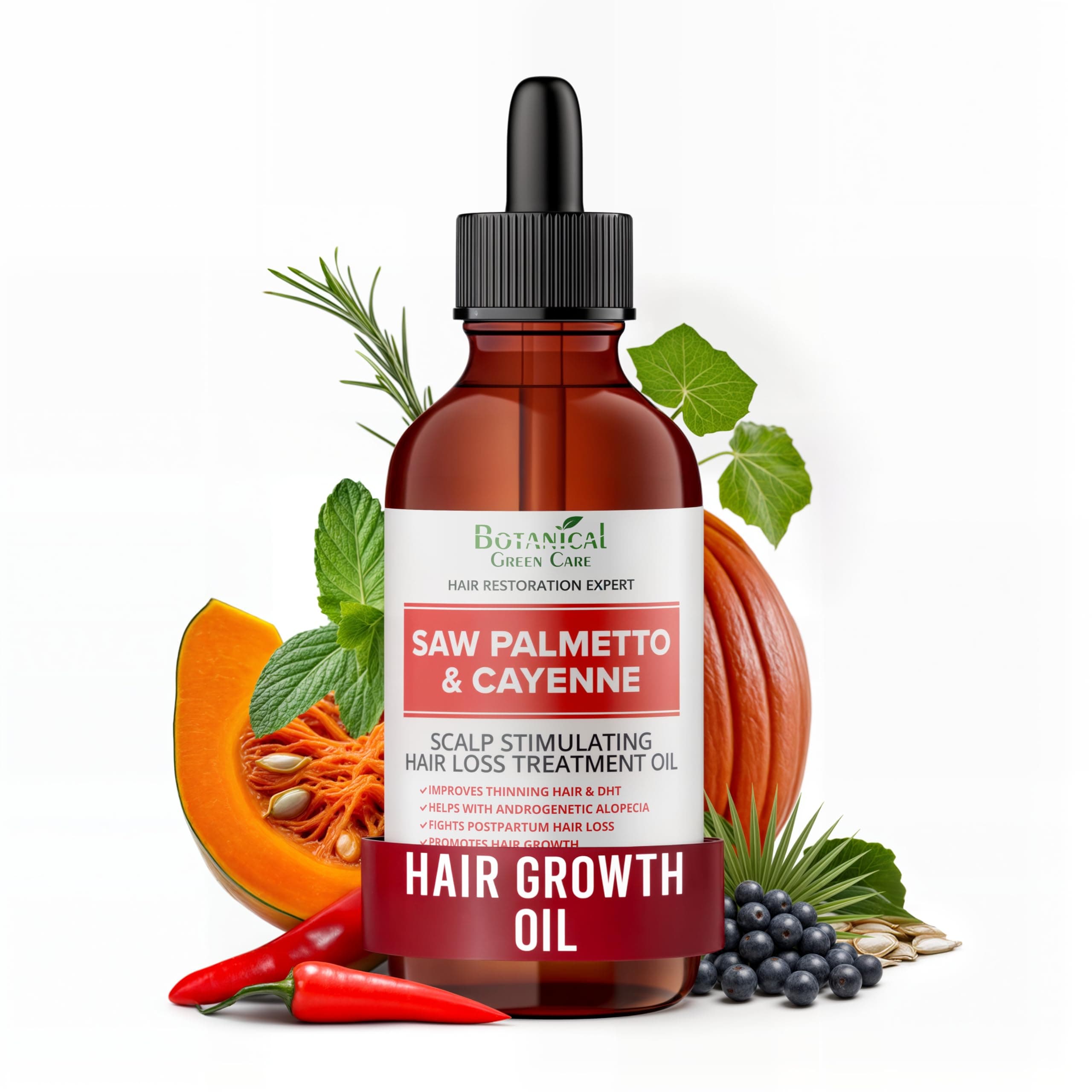 Saw Palmetto & Cayenne Scalp Oil For Hair Growth, Hair Loss Serum, Hair Oil For Dry Damaged Hair And Growth, Hair Growth Serum For Thicker Longer Fuller Healthier Hair, All Natural Vitamin Rich