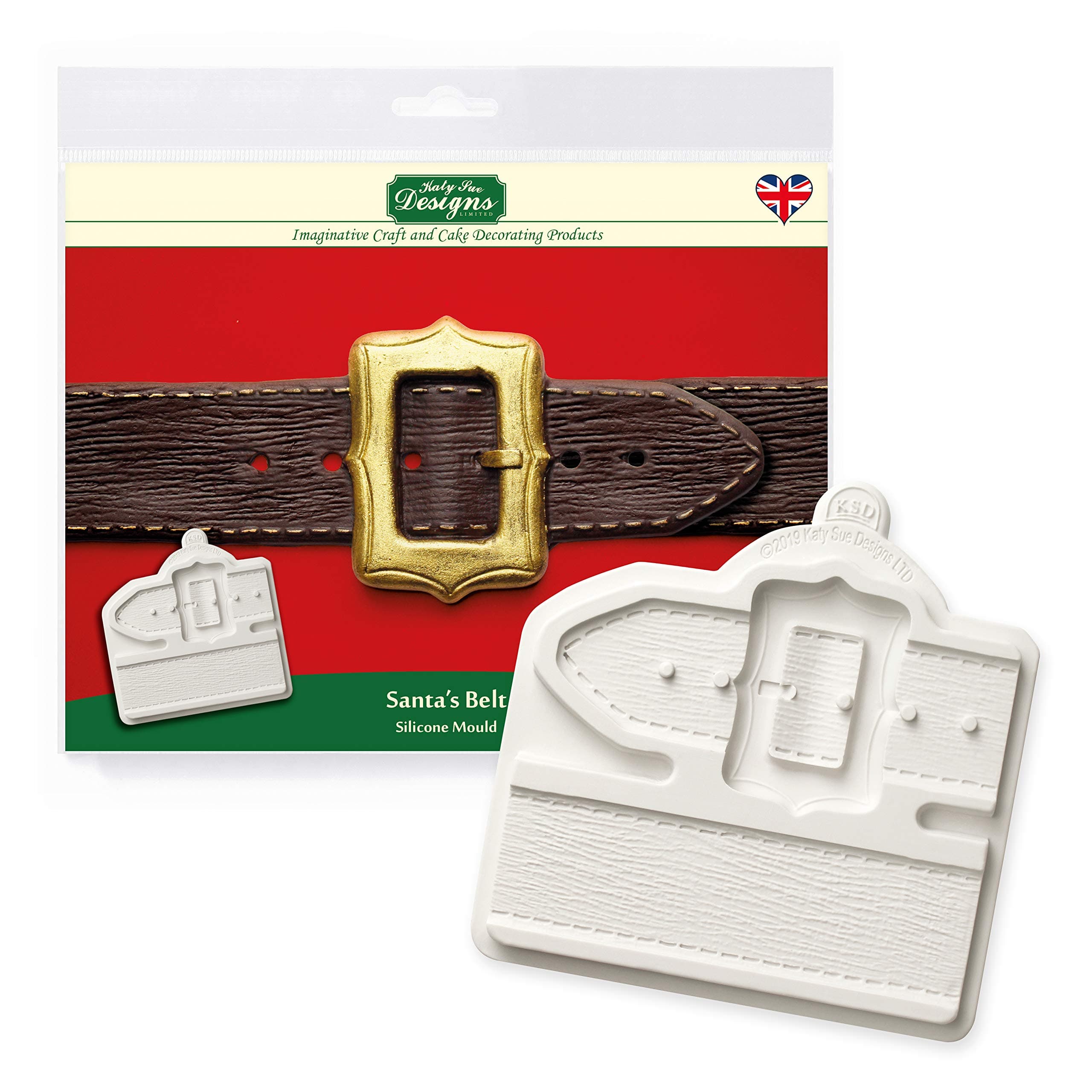 Katy SueSanta Belt Silicone Mould for Christmas Cake Decorating & Craft - Makes Belt & Buckle Embellishments