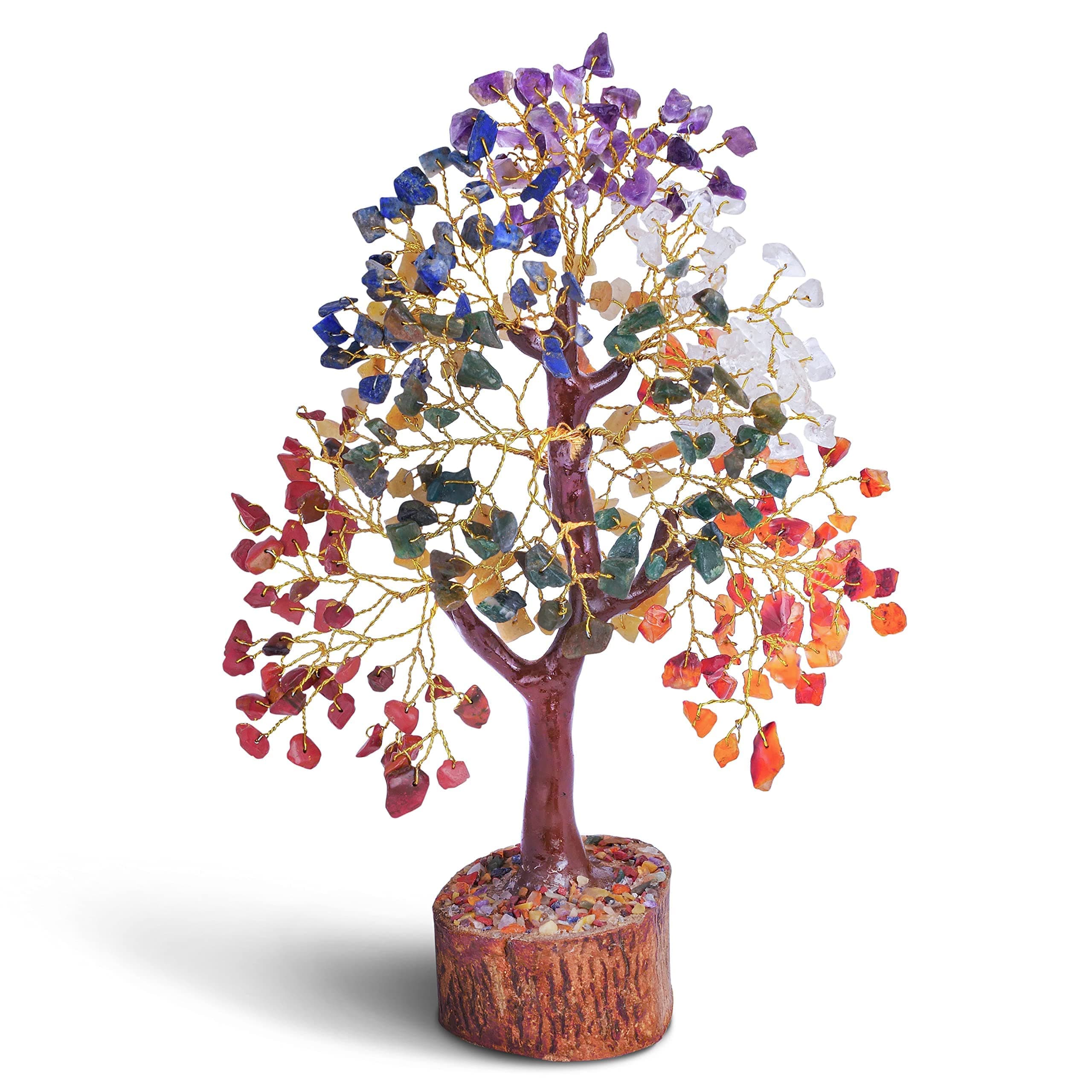 - Crystals Gemstones, Seven Chakra Crystal Tree Good Luck Show Pieces for Home Decor Items Decoration Bonsai Money Tree Plant Marriage Gift, Size 10-12 inches, Multicolor Golden Wire