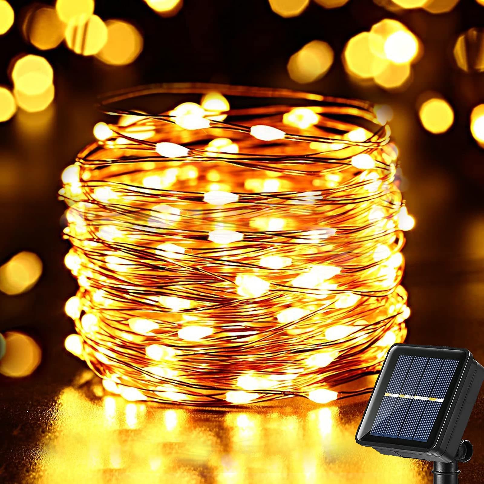 NEXVIN Solar Christmas Lights Outdoor, 33ft/10m 100 LED Solar Fairy Lights Outdoor, 8 Modes Waterproof Copper Wire Solar String Lights for Garden Xmas Tree Party Christmas Decoration