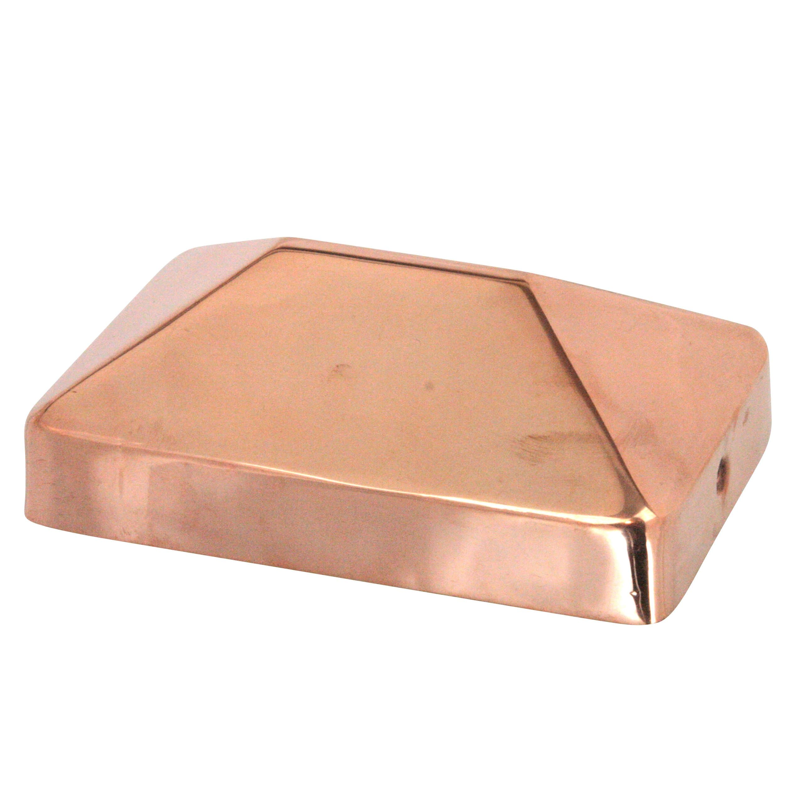 4x6 Copper Pyramid Post Cap - Extended Lip - Solid Copper - Will Patina Naturally (3-1/2" x 5-1/2")