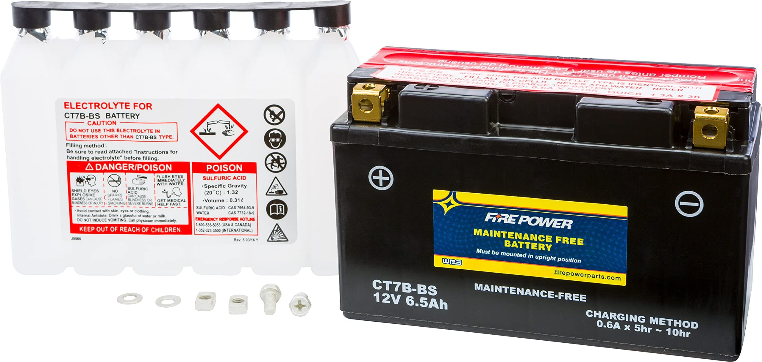 WPS Maintenance Free Sealed AGM Motorcycle Battery CT7B-BS