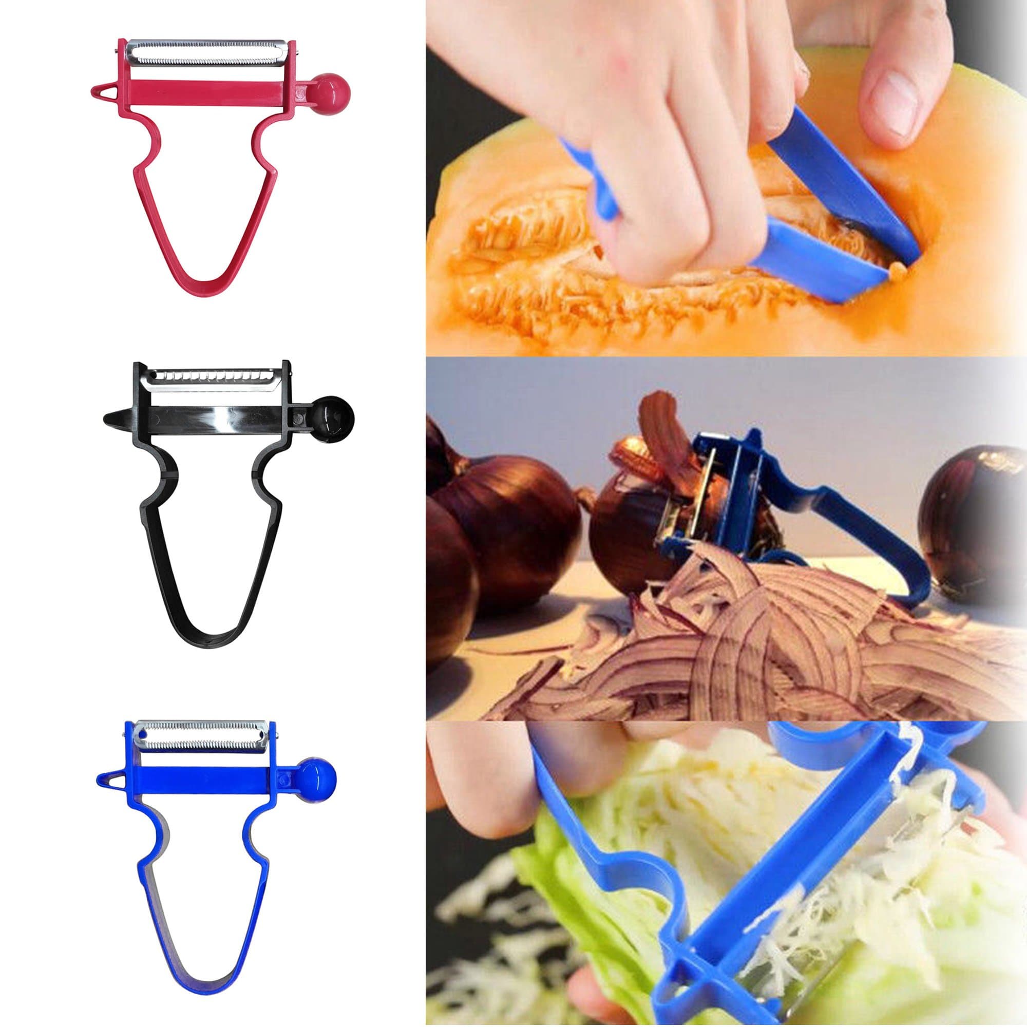 Sonicee Magic Trio Peelers Set of 3 PCS, Multifunction Quick Vegetable Fruit Potato Cutter Cheese Slicer Shredder with Plastic Handle