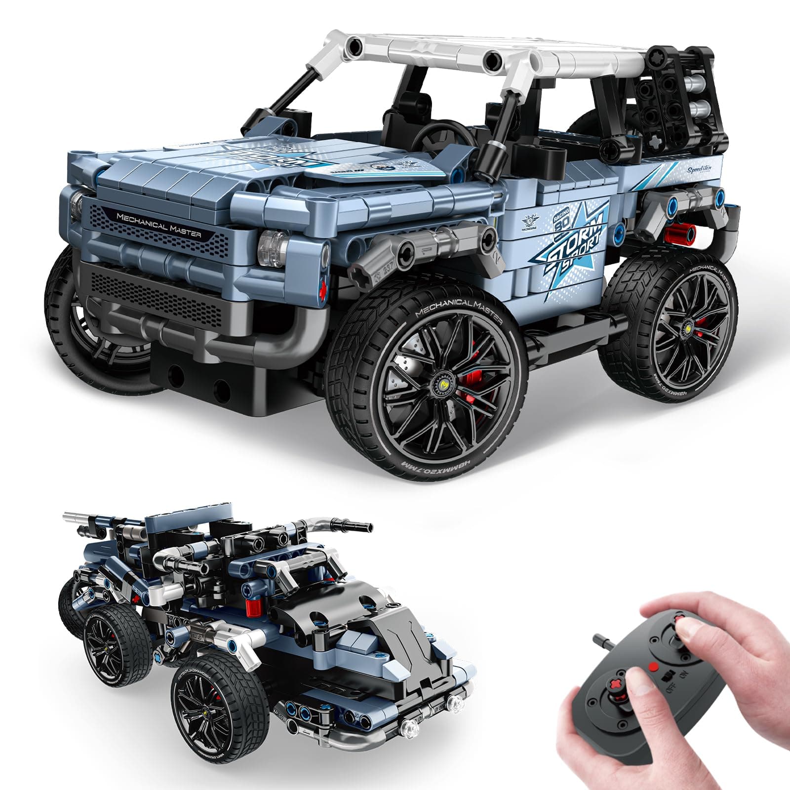 Off Road Pickup 4x4 Building Kit, 2 in 1 Stem Building Toy with Remote Control, Technique Race Car Building Toy for Kids, Birthday Gift Idea for Boys Ages 6+ (503 PCS)