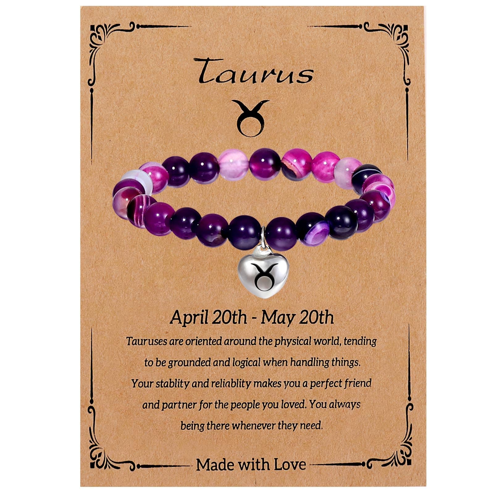 OFKAISZodiac Bracelet for Women Girls, Zodiac Bracelet Gifts for Women Birthday Valentine Christmas End of Year, Natural Stone Horoscope Beaded Bracelet Healing Zodiac Bracelet Gifts for Women Girls