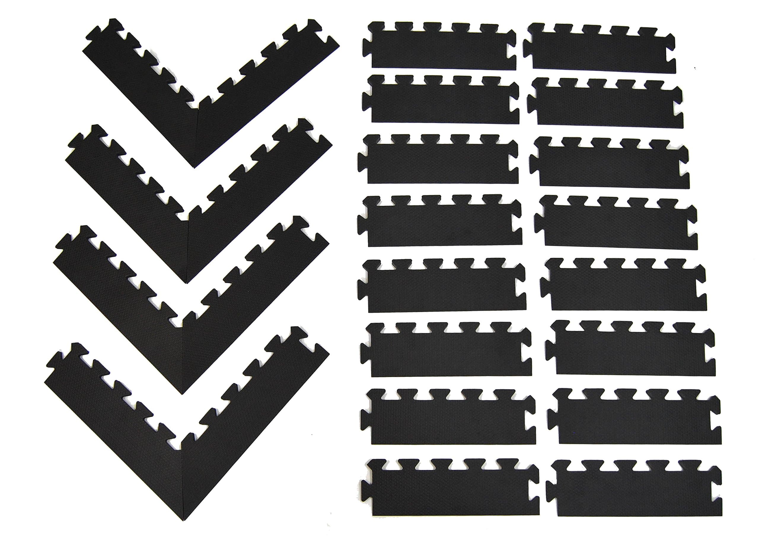 Wonder Mat Edging Package Set: 16 Sides & 4 Pairs of Corners for 6' x 6' Area (Black)