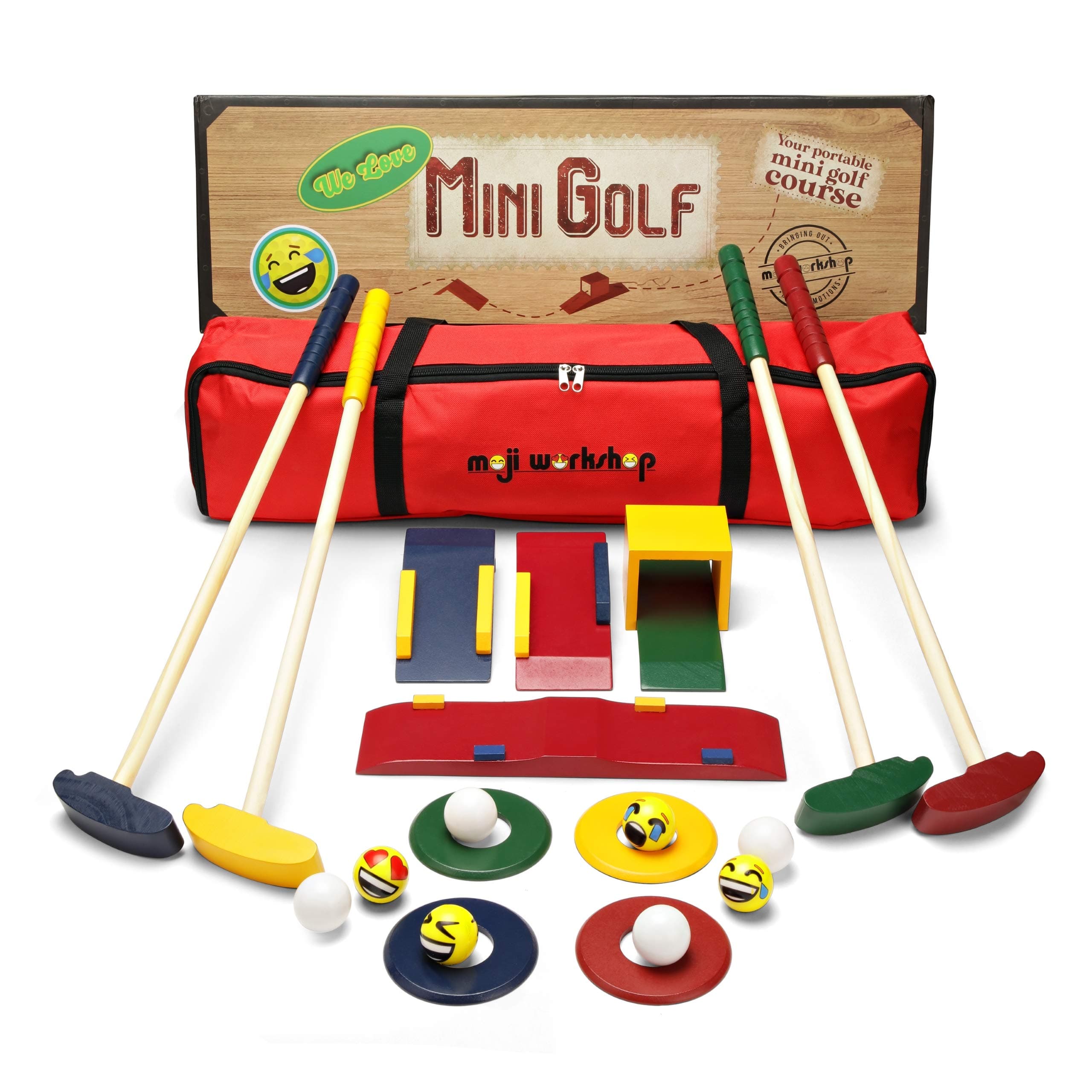 Wooden Kids Golf Set - Quality Crazy Golf and Mini Golf Set - Wooden Toys for Indoor-, Outdoor- and Garden Games