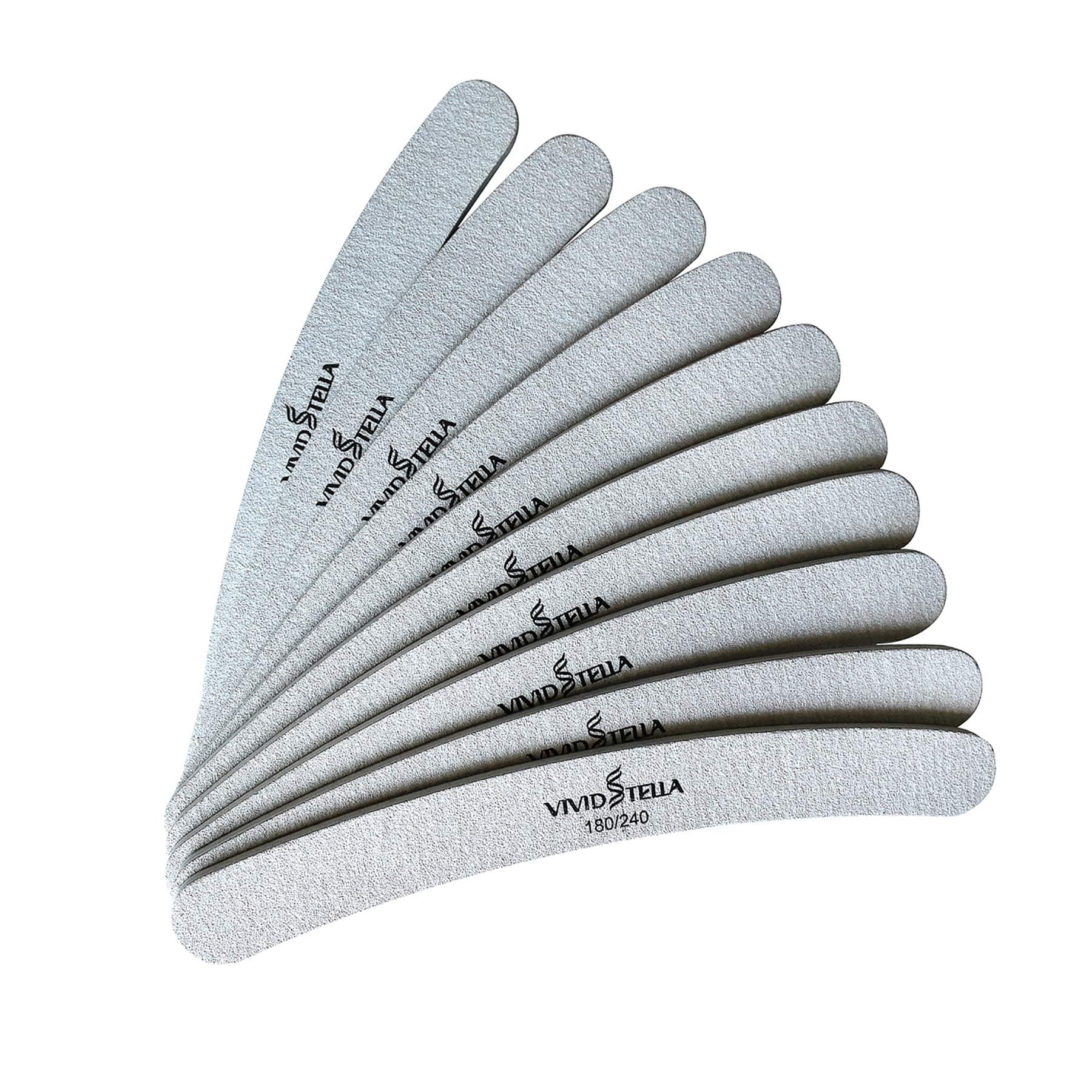 Nail Files 10 Pack Emery Boards Washable Double Sided 180 240 Grit Gray Curved Fingernail Files