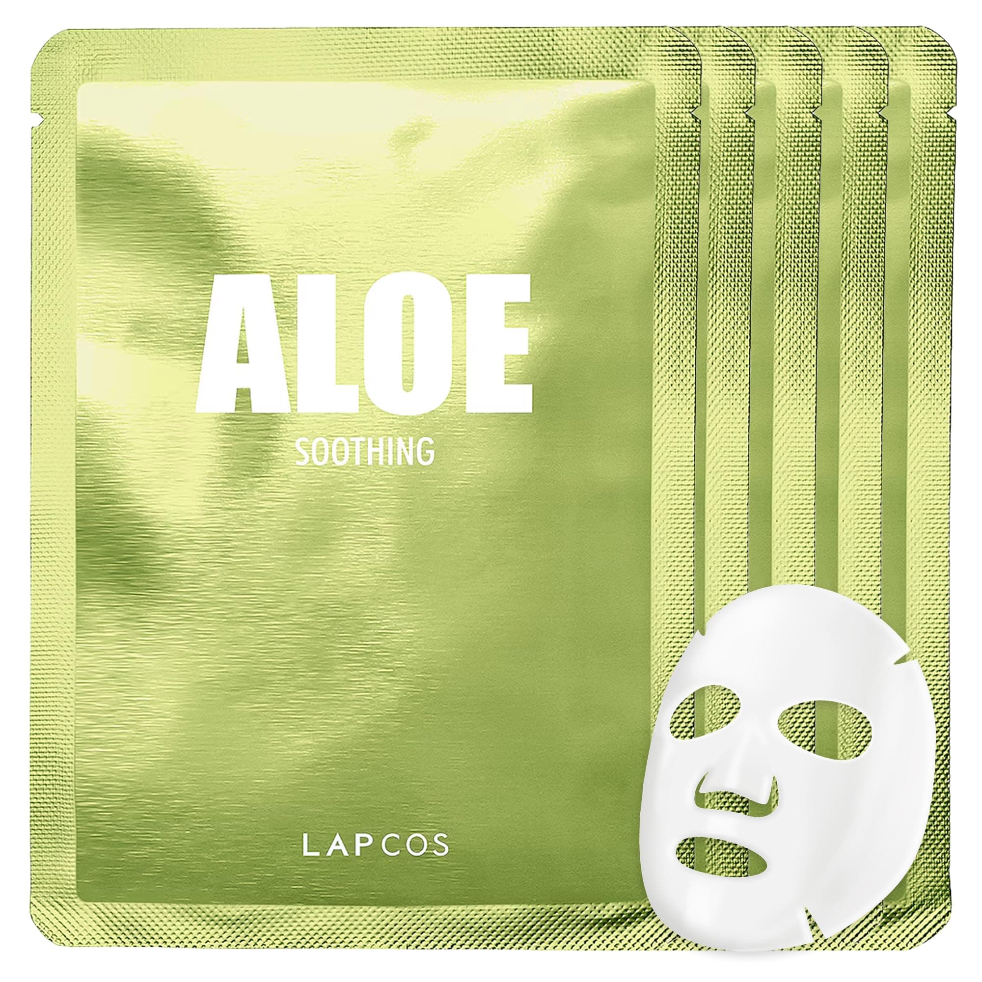 LAPCOS Aloe Sheet Mask, Daily Face Mask with Cucumber and Aloe Gel to Calm and Moisturize Skin, Korean Beauty Favorite, 5-Pack