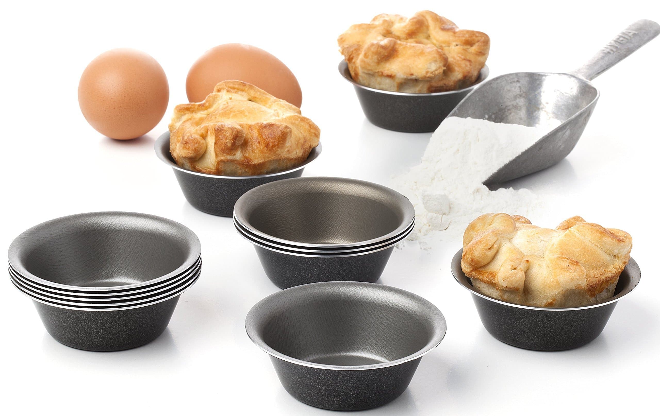 Maxi Nature Tart Tin - Pack of 12 - Mini Pie Tin - Muffin Tin - Cupcake Tin - 3 Inch Tins - Flan Tin - Non Stick Black Bakeware for Quiche Dish
