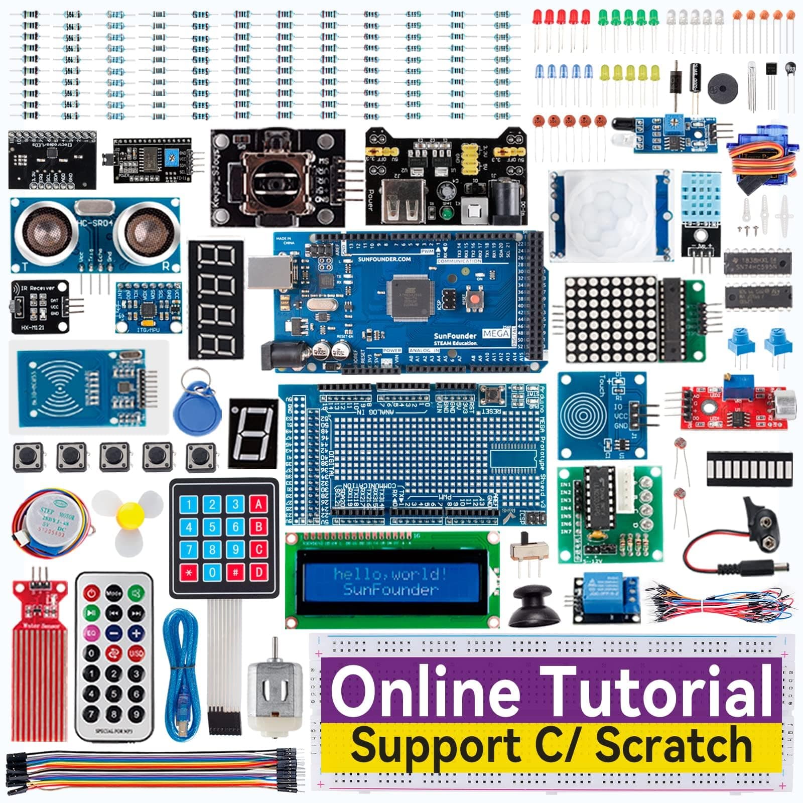 SunFounder Project Arduino Mega 2560 R3 Mega328 Nano Most Complete Electronics Starter Kit with 73 Tutorials