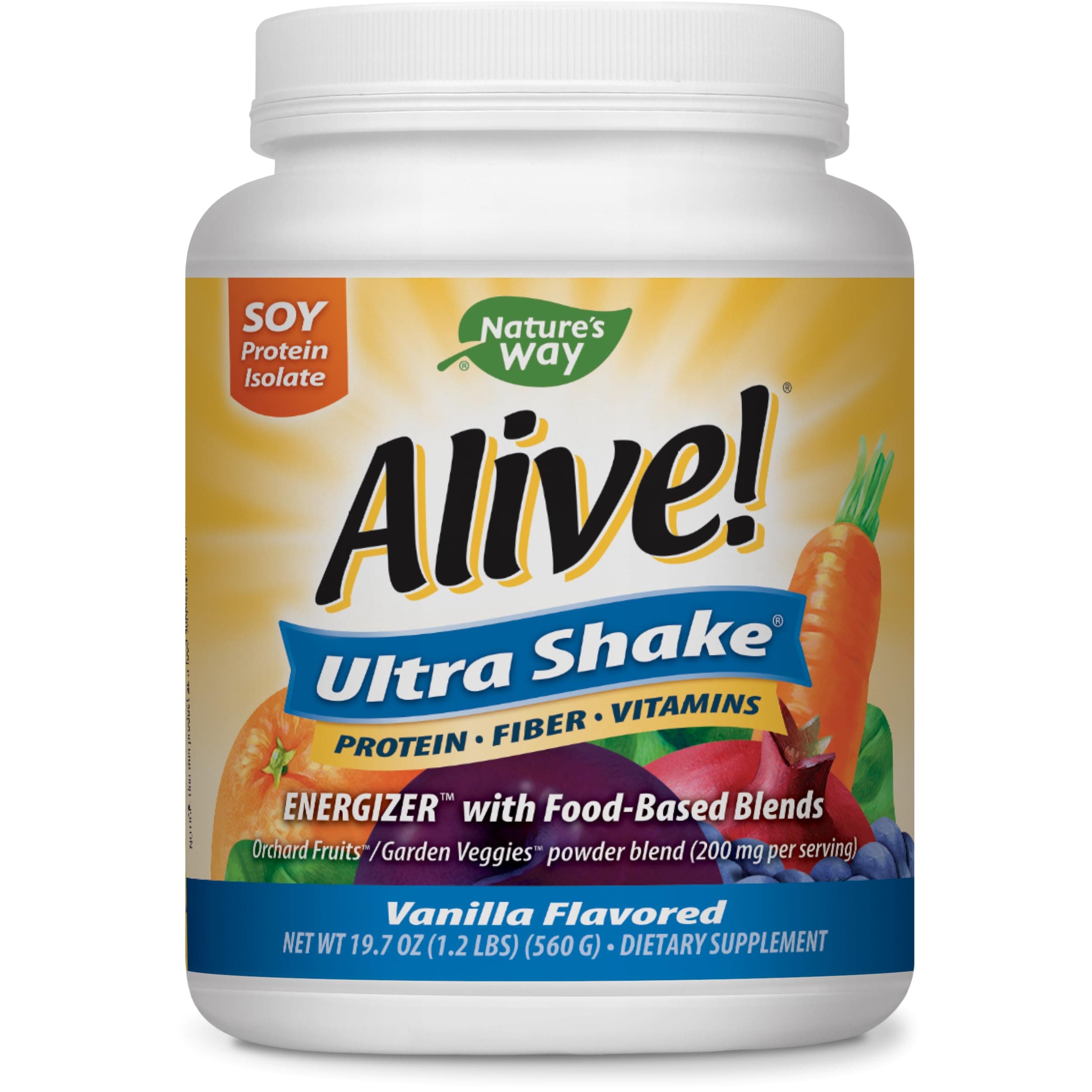 Nature’s Way Alive! Ultra Shake Energizer, Soy Protein Isolate, Vanilla Flavored, 1.2 Lbs