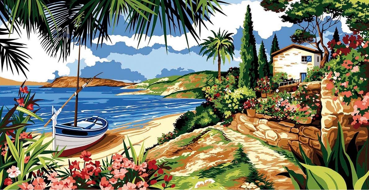 Seg de ParisMer Azur Printed Tapestry Canvas, Multi-Colour, 0.6