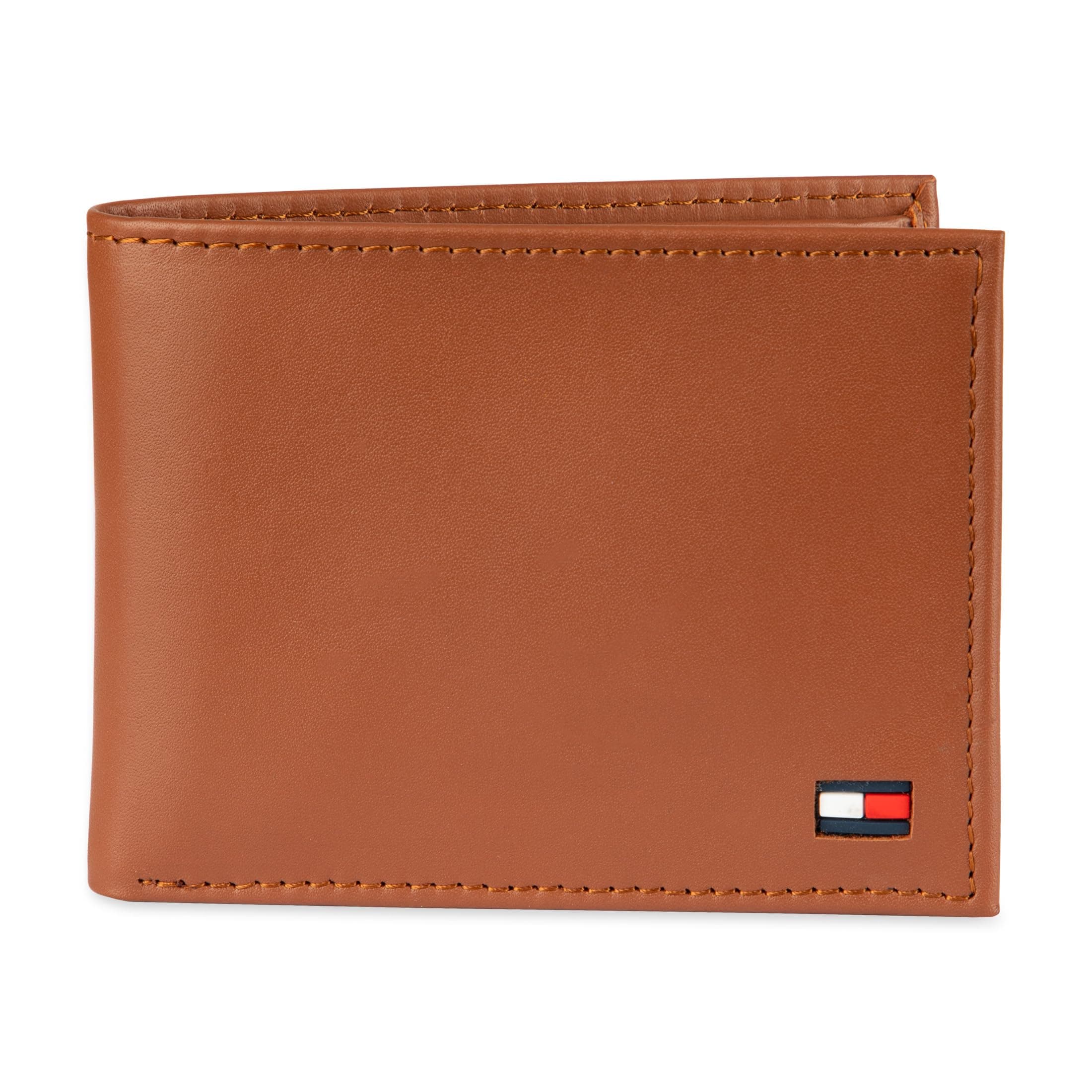 Tommy Hilfiger Men's Slim Leather Bifold Passcase Wallet with Removable ID Window