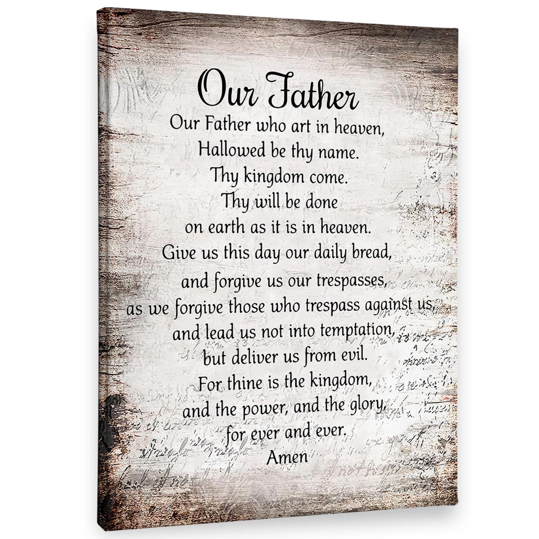 PHAMTE Our Father Prayer Wall Decor,Christian The Lords Prayer Wall Art Decor,Inspirational Quotes Bible Verse Scripture Print Framed Canvas Painting Christian Prayer Room Office Church Decor(11x14)