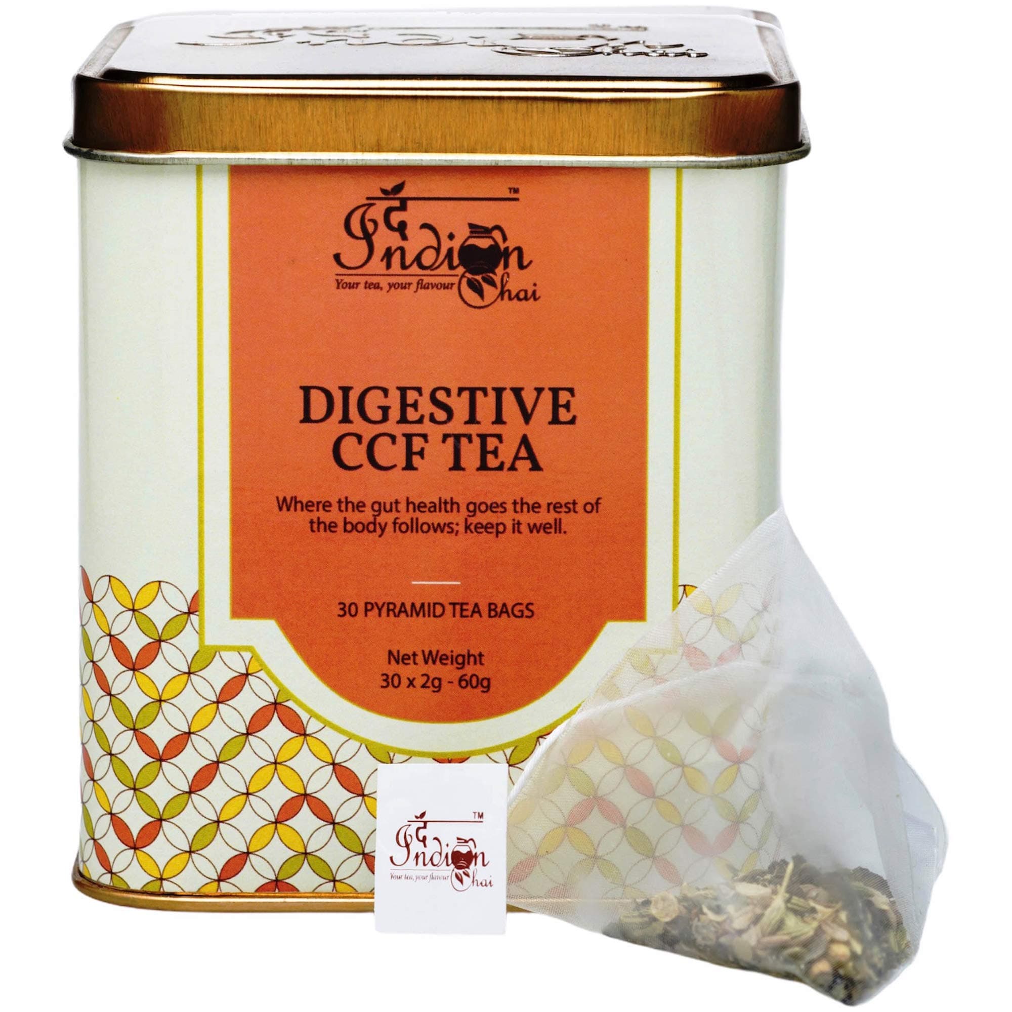 Digestive CCF Tea 30 Pyramid Tea Bags with Cumin, Coriander, Fennel and Peppermint for Acidity and Digestion