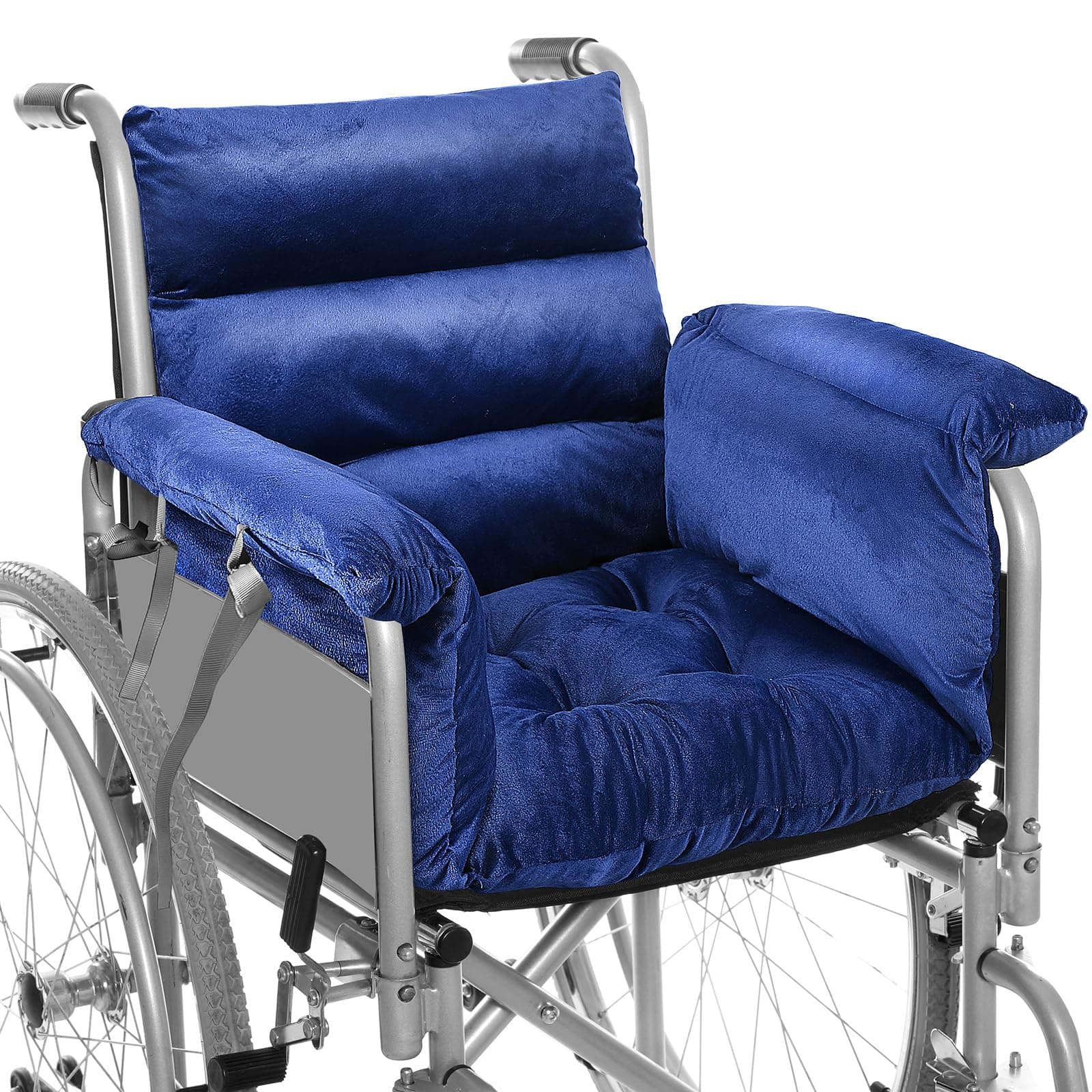 Suzile Wheelchair Cushion Wheelchair Seat Cushion with Strap Recliner Suitable for 18 Inches Armrest and Support for Senior(Navy Blue)