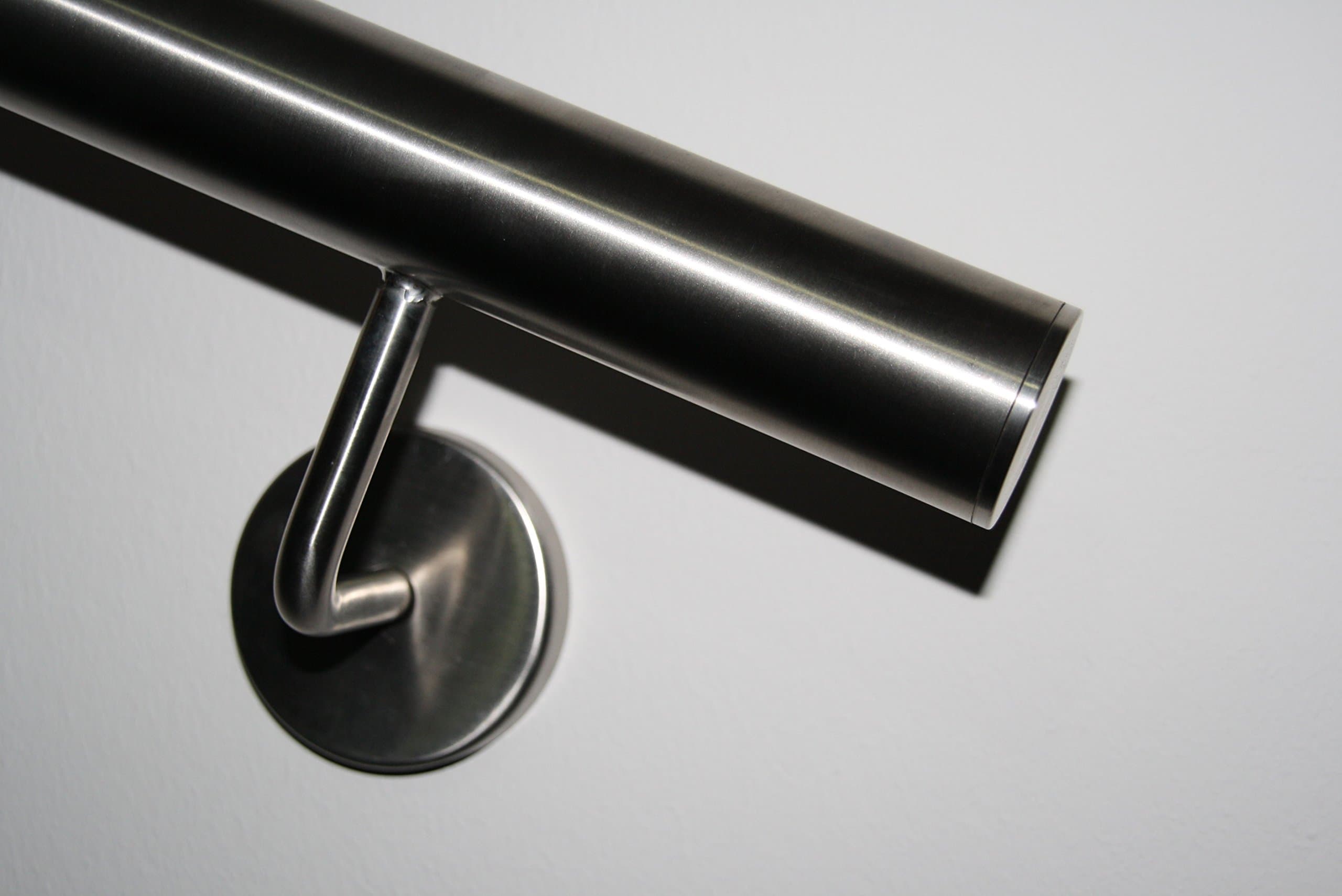 V2A Stainless Steel Hand Rail 42.4 mm K240 Grit Polished Wall Hand Rail with Straight End Cap