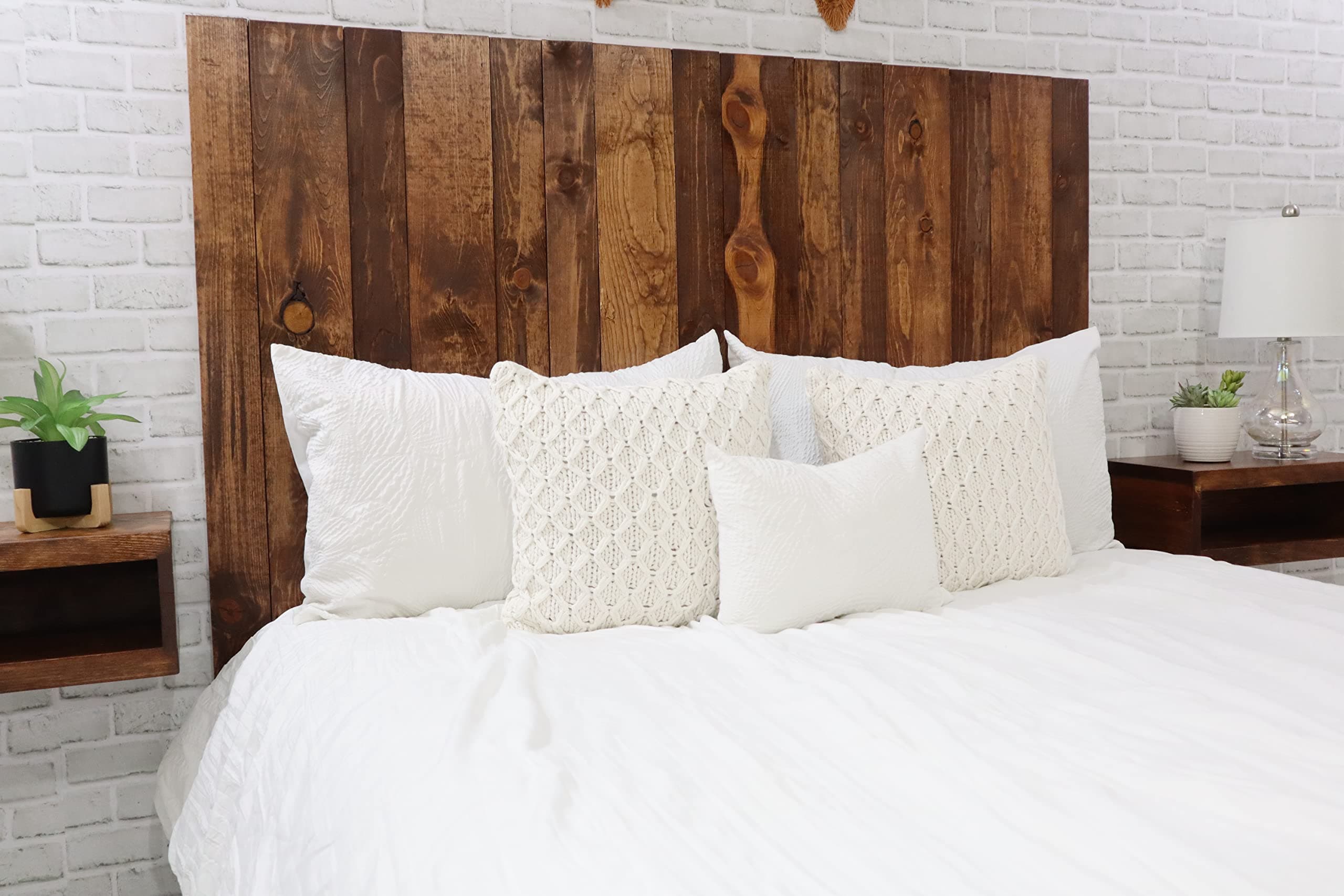 Barn Walls Foxy Brown Headboard, Country Design, Solid Wood Headboard, Floating Panels, Wall Mount, Adjustable Height, Easy Assembly, Queen Size
