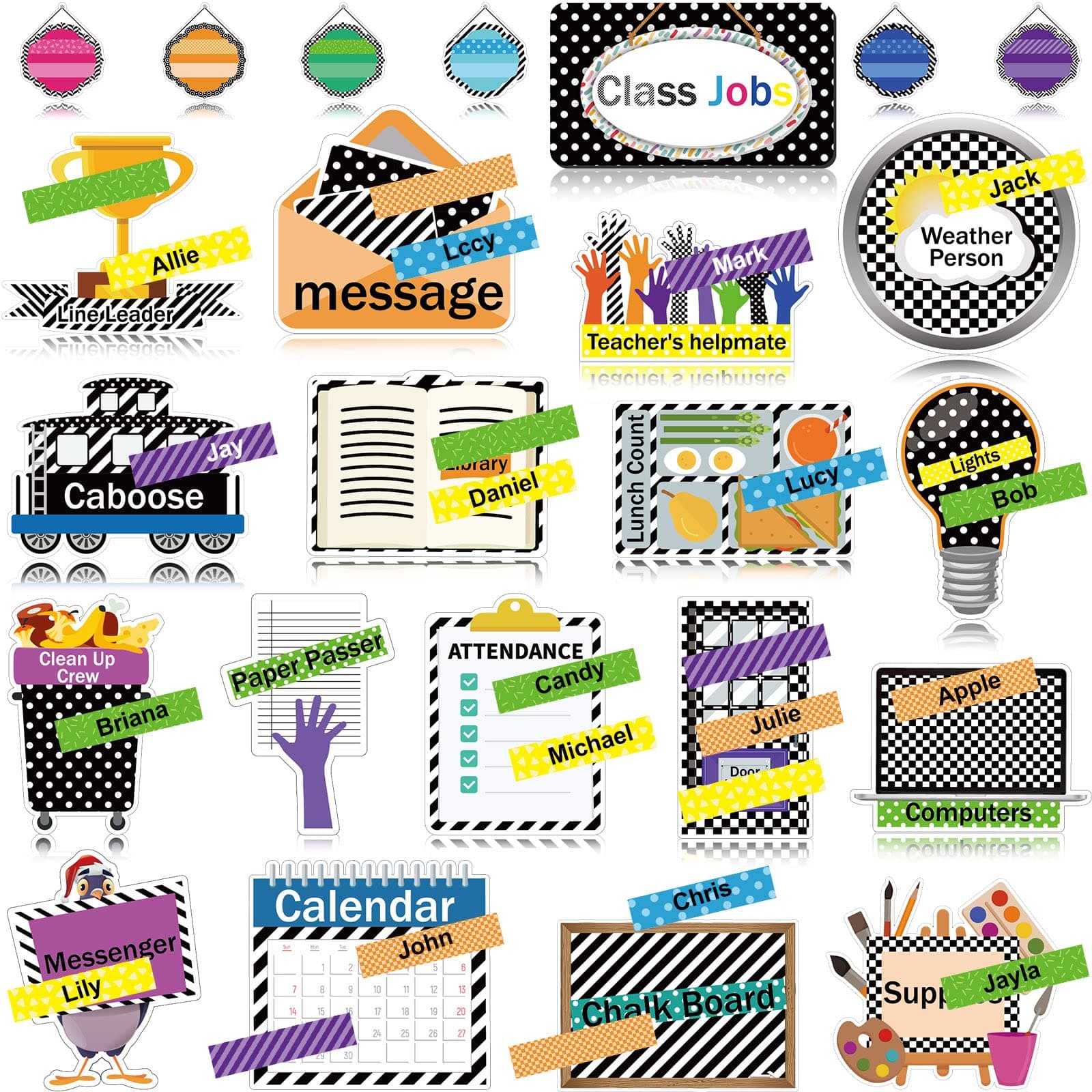 74 Pieces Classroom Job Bulletin Board Set Classroom Helper Job Chart Bulletin Board Classroom Calendar Bulletin Board Teacher Helper Chart for Classroom Bulletin Board Wall Decor