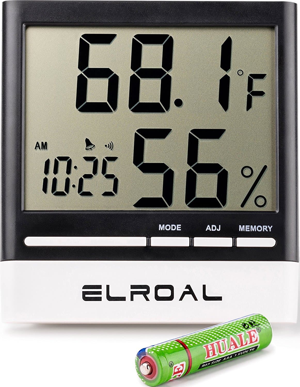 Humidity Monitor by Digital Indoor Hygrometer - Thermometer - Alarm Clock with LCD Display - Temperature Gauge Humidity Meter for Home or Greenhouse, Basement or Office