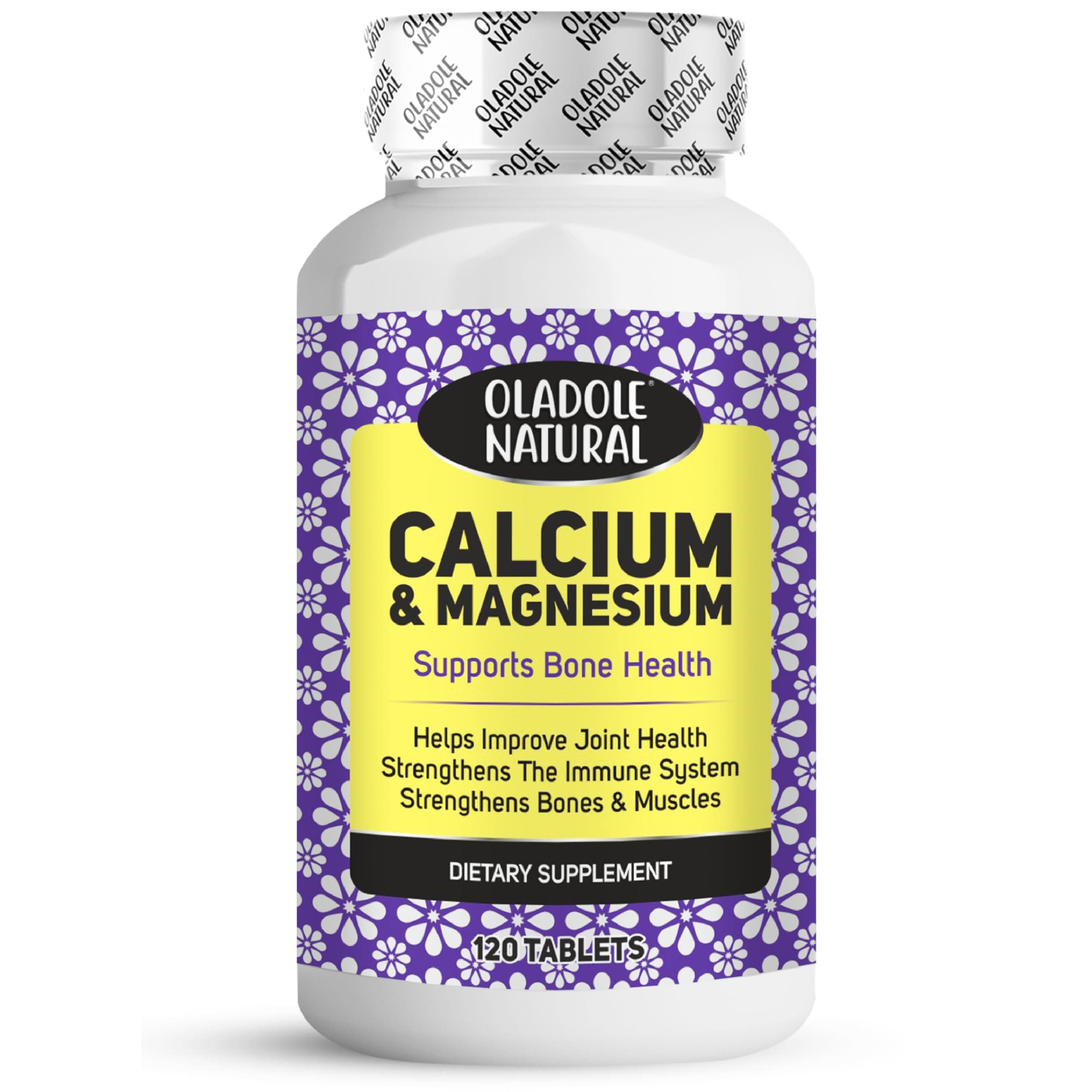 Calcium & Magnesium- 1500mg (120 Tablets) | Promotes Bone & Joint Density, Muscle Relaxation, Stress & Metabolism Management, Boost Immunity | Non- GMO, Gluten Free