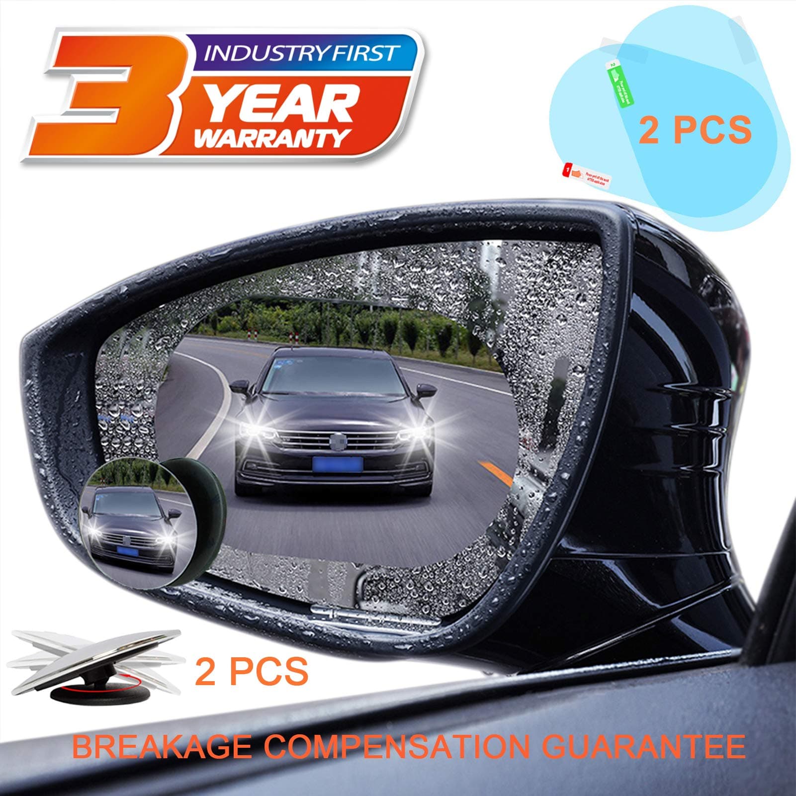 Blind Spot Mirror Car Rear View Mirror Film Waterproof Convex Rear View Mirror Blind Spot Mirror HD Glass Frameless Adjustable Round Car Accessories for Cars Trucks Van Motorcycles (round)